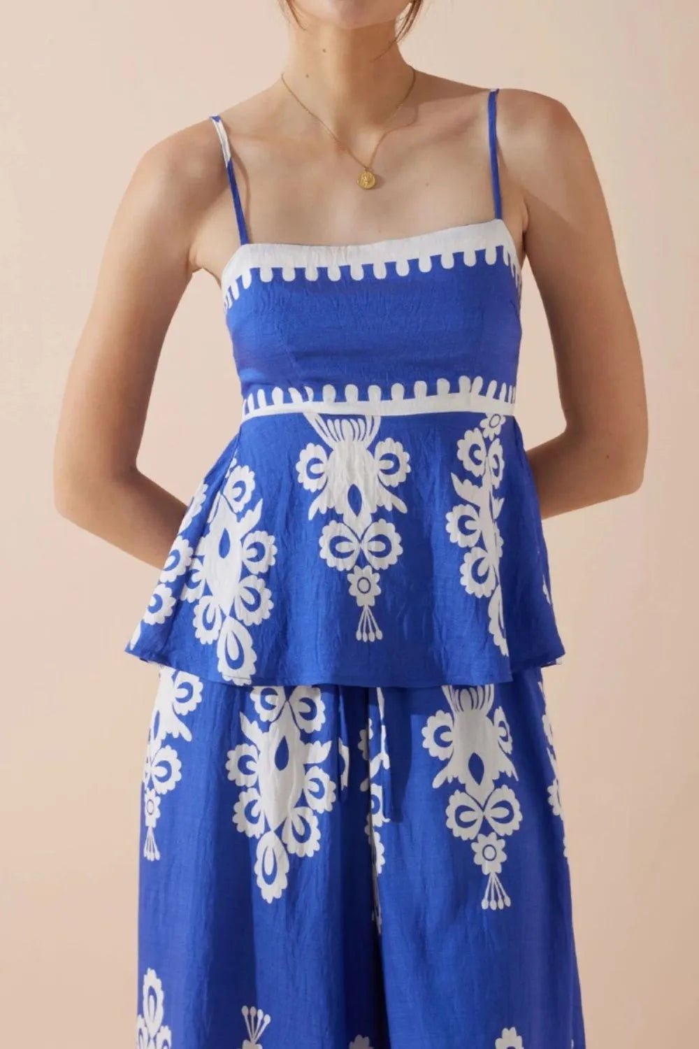 Printed Square Neck Cami and Wide Leg Pants Set - Flip Flop Dynasty