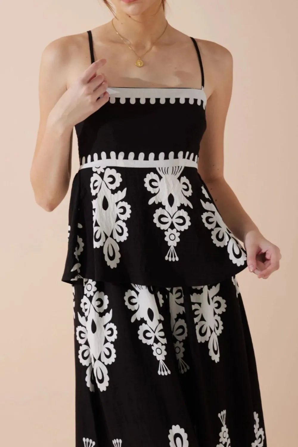 Printed Square Neck Cami and Wide Leg Pants Set - Flip Flop Dynasty
