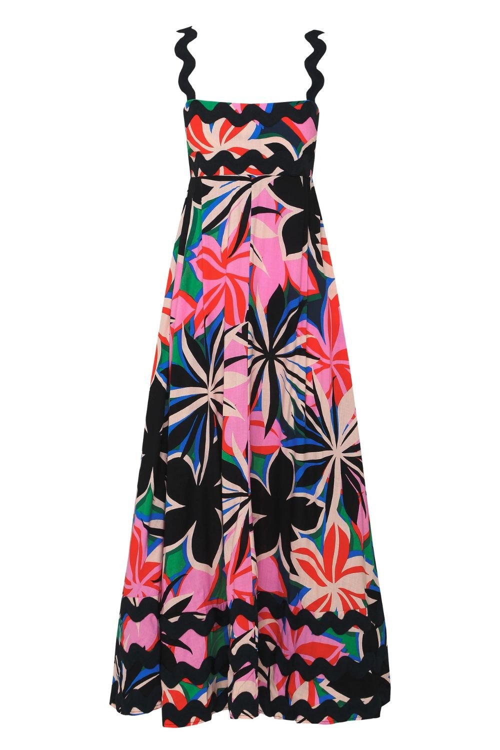 Printed Square Neck Wide Strap Dress - Flip Flop Dynasty