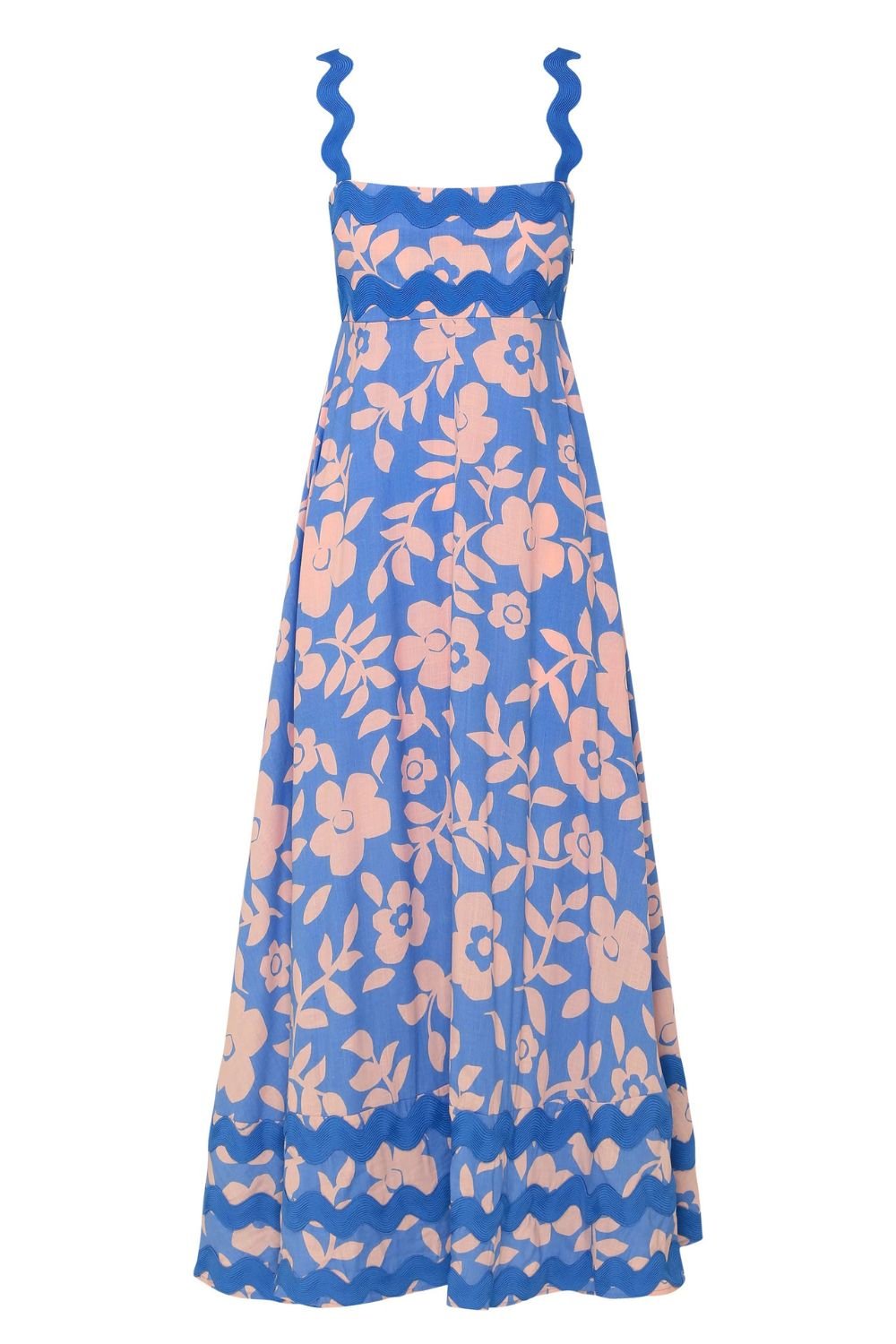 Printed Square Neck Wide Strap Midi Dress - Flip Flop Dynasty