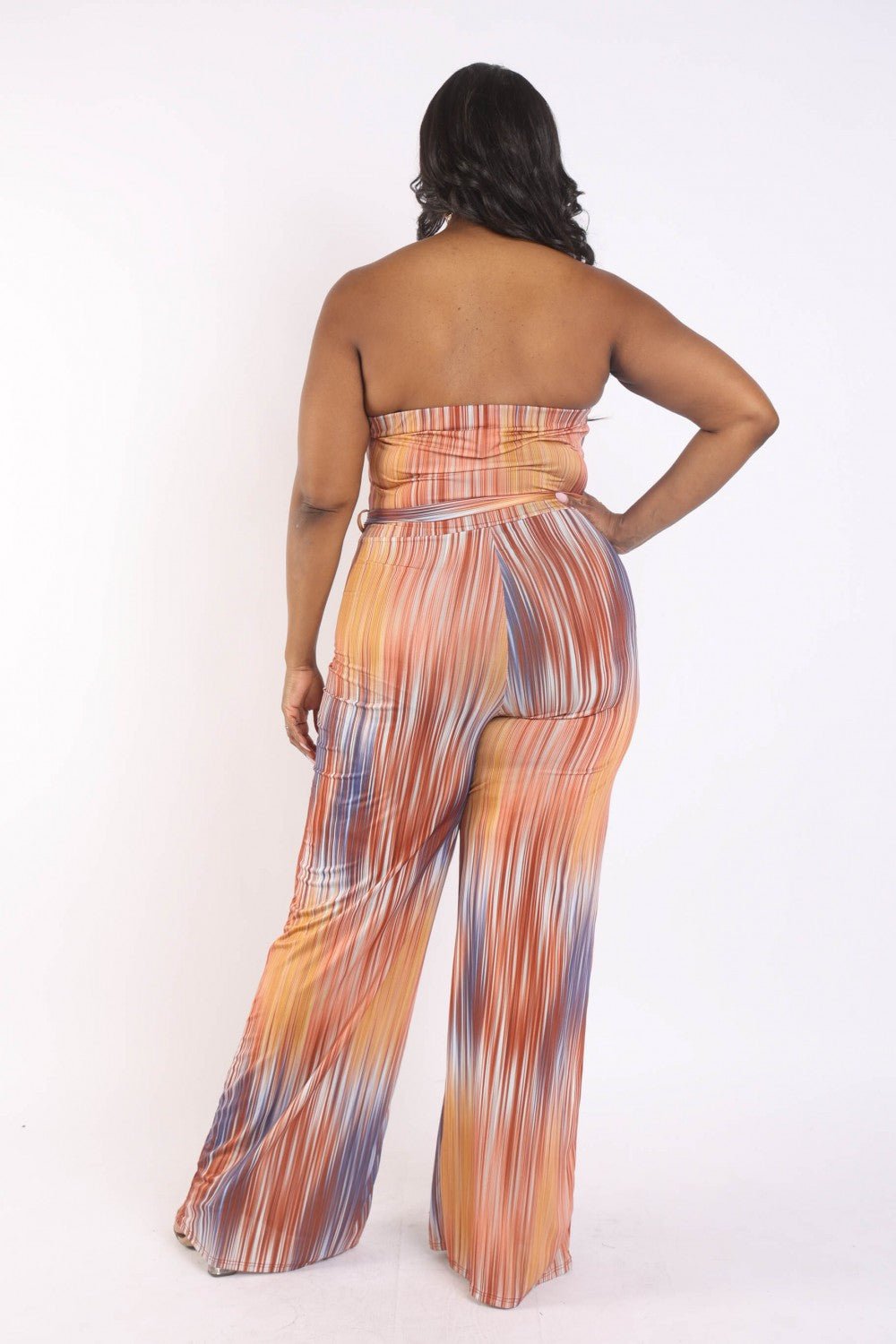 Printed Tube Jumpsuit With Self Belt - Flip Flop Dynasty