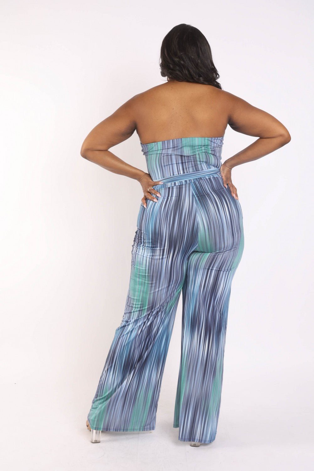 Printed Tube Jumpsuit With Self Belt - Flip Flop Dynasty