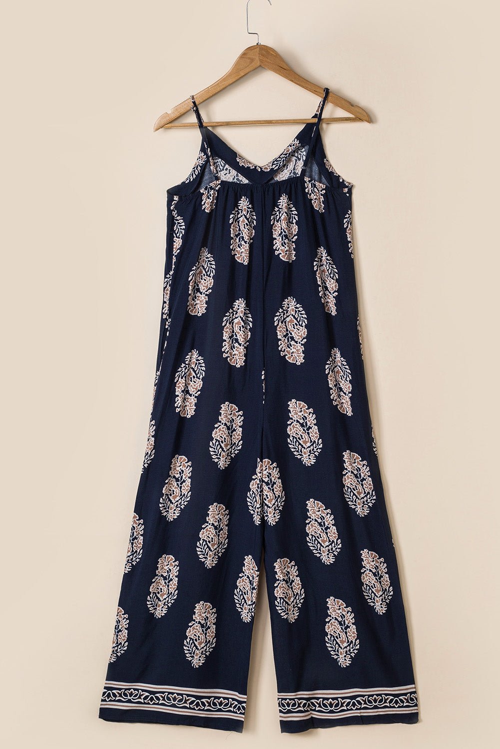 Printed V - Neck Sleeveless Jumpsuit - Flip Flop Dynasty