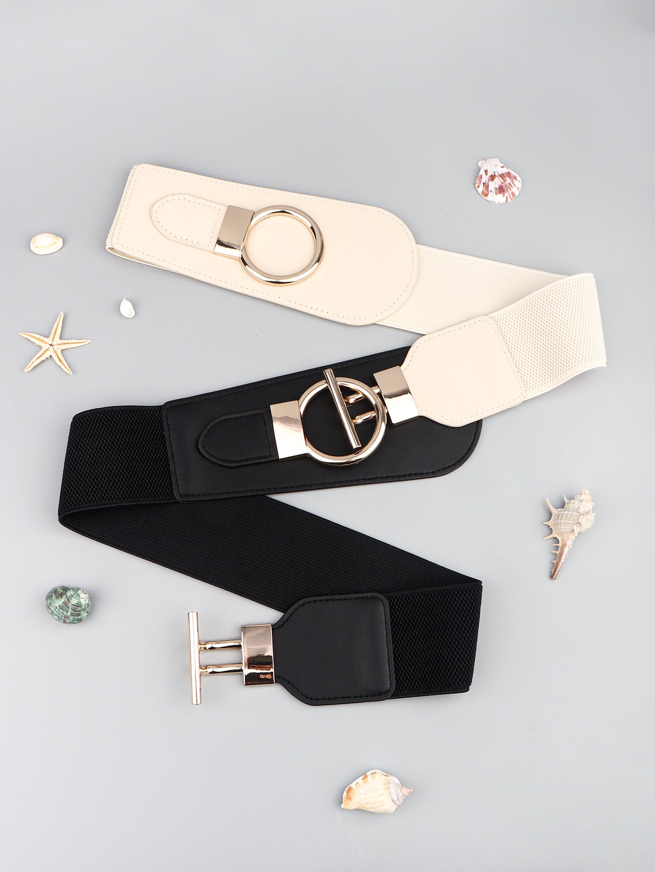 PU Elastic Wide Belt with Alloy Buckle - Flip Flop Dynasty