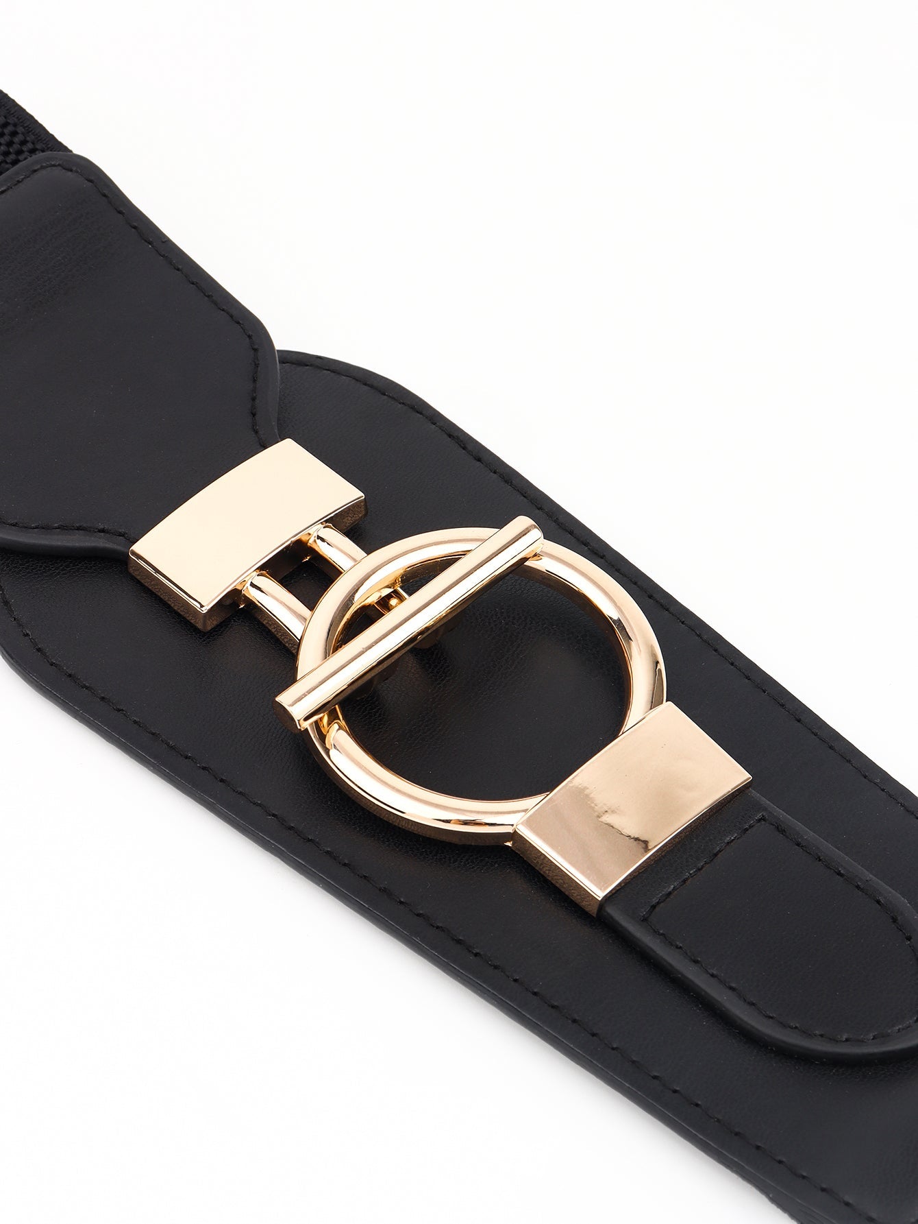 PU Elastic Wide Belt with Alloy Buckle - Flip Flop Dynasty
