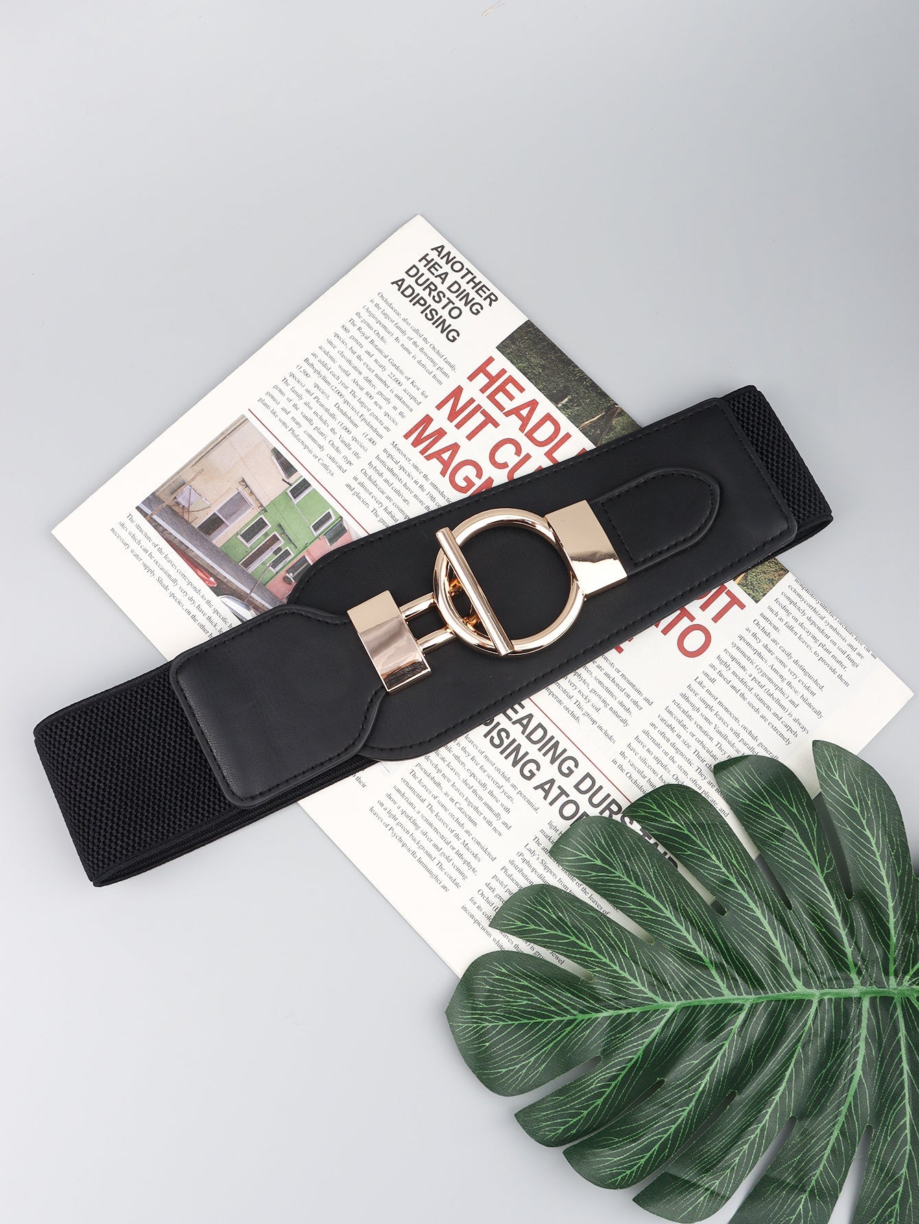 PU Elastic Wide Belt with Alloy Buckle - Flip Flop Dynasty