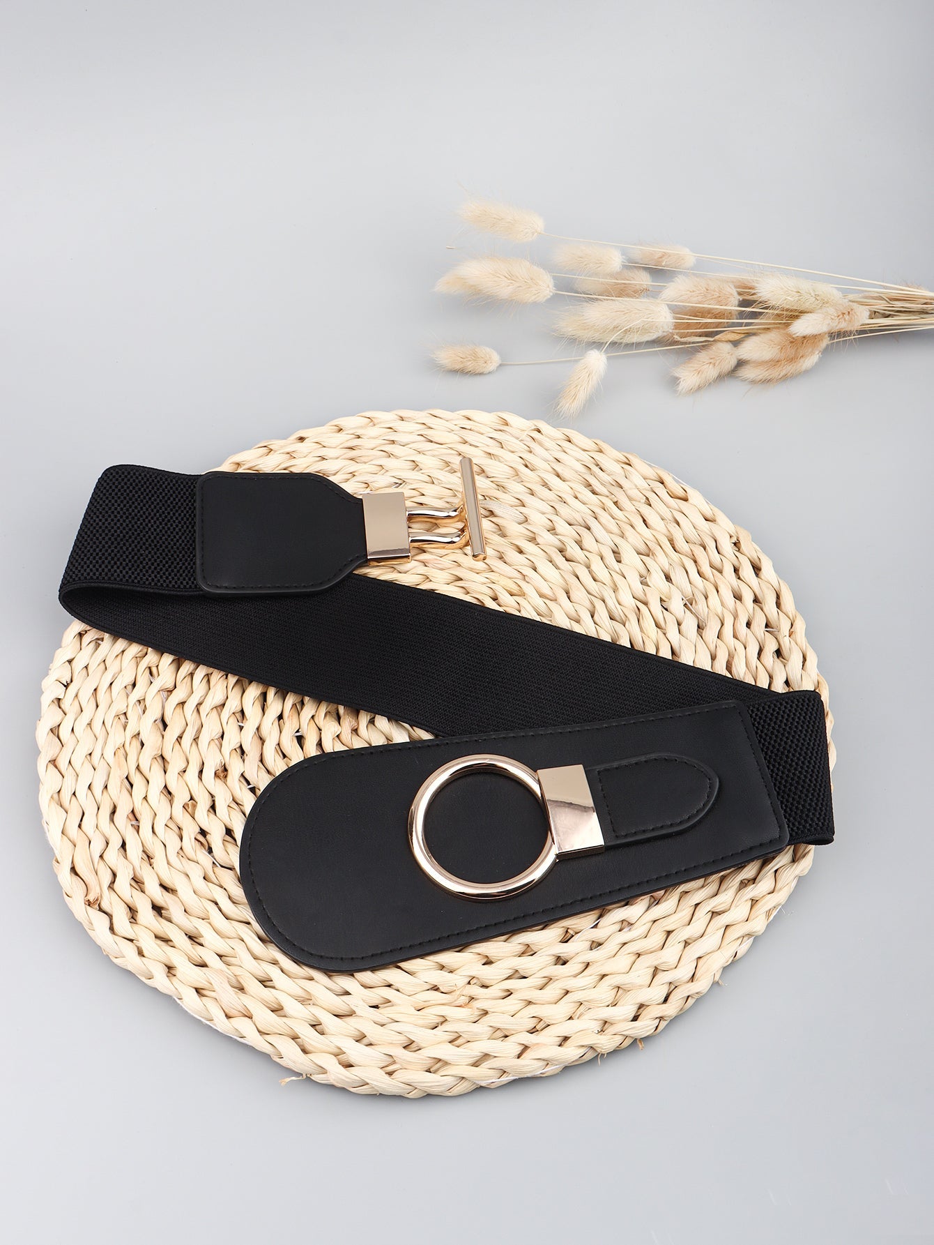 PU Elastic Wide Belt with Alloy Buckle - Flip Flop Dynasty