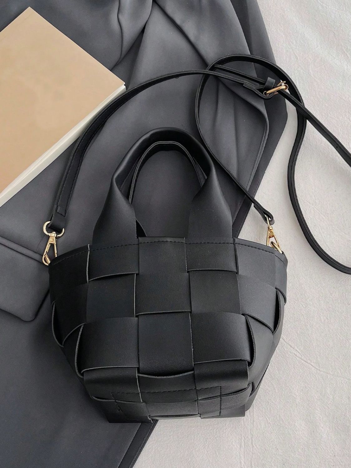 PU Leather Braided Bucket Bag - Flip Flop Dynasty