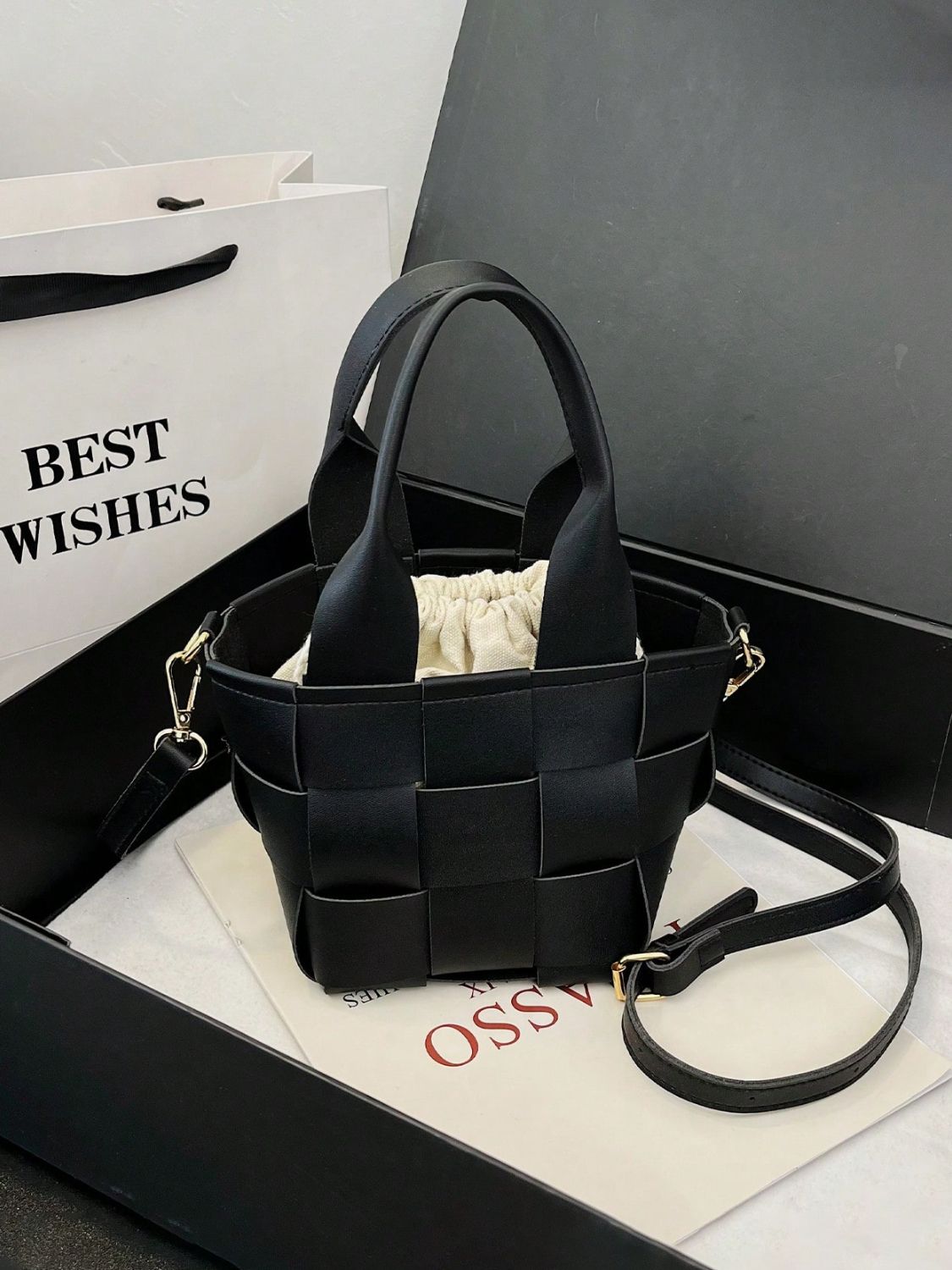 PU Leather Braided Bucket Bag - Flip Flop Dynasty