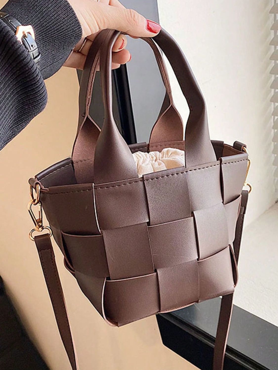 PU Leather Braided Bucket Bag - Flip Flop Dynasty