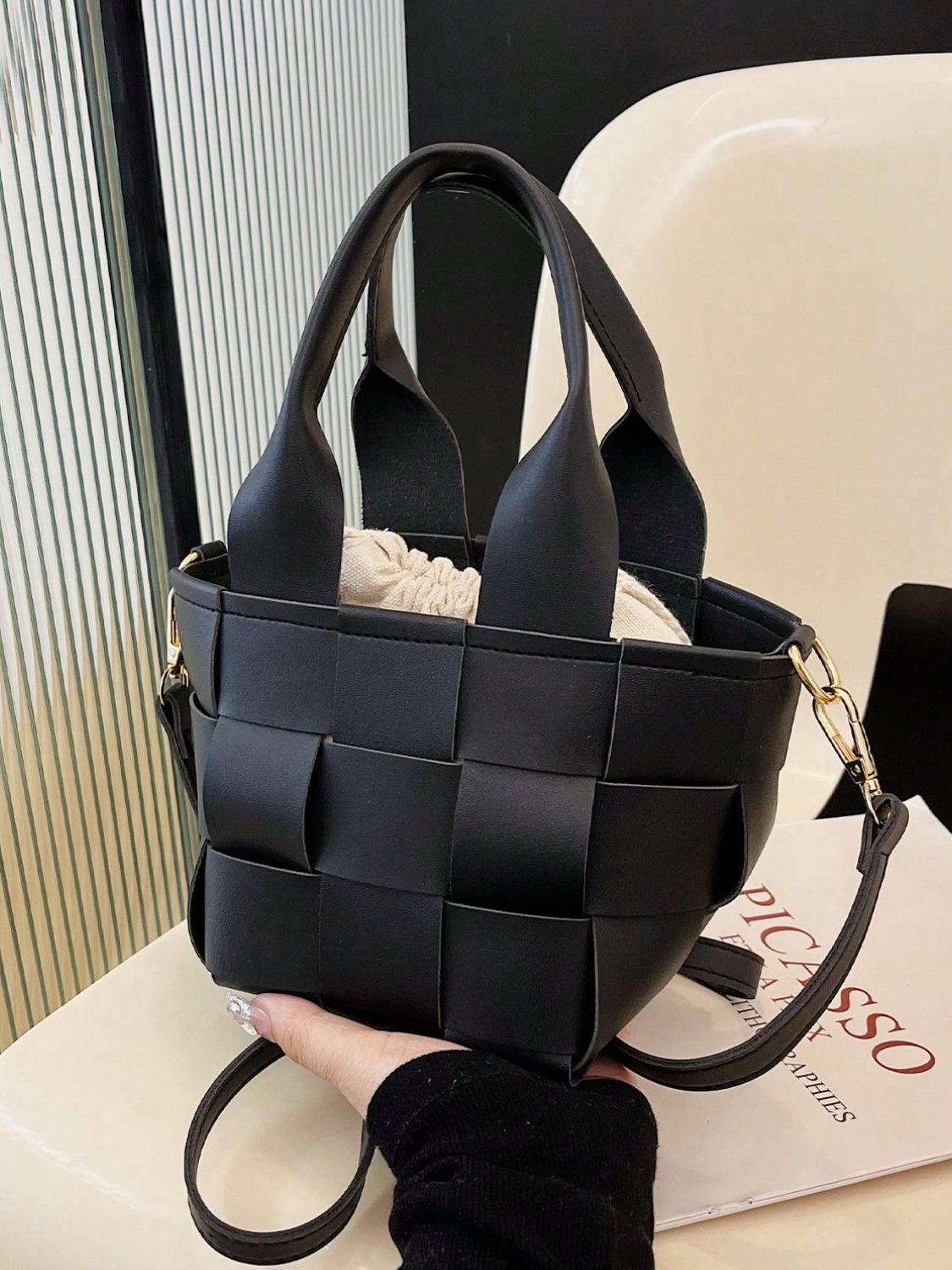 PU Leather Braided Bucket Bag - Flip Flop Dynasty