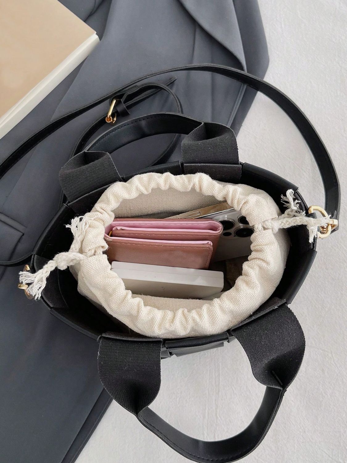 PU Leather Braided Bucket Bag - Flip Flop Dynasty