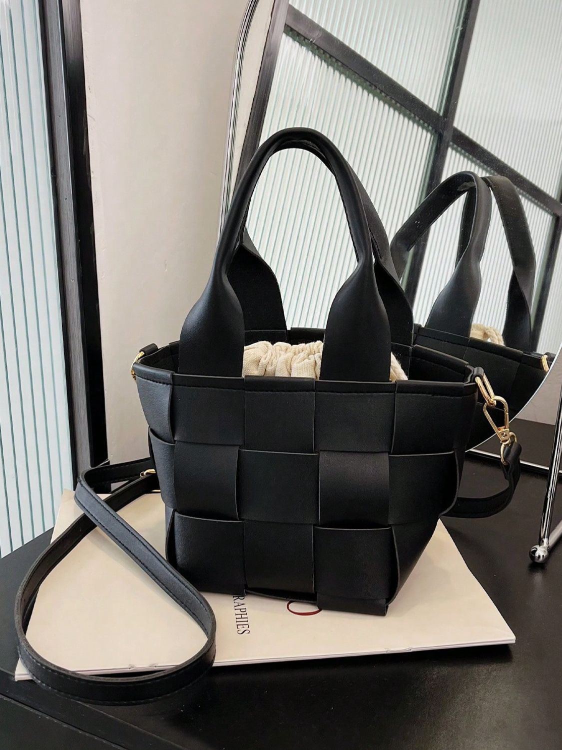 PU Leather Braided Bucket Bag - Flip Flop Dynasty