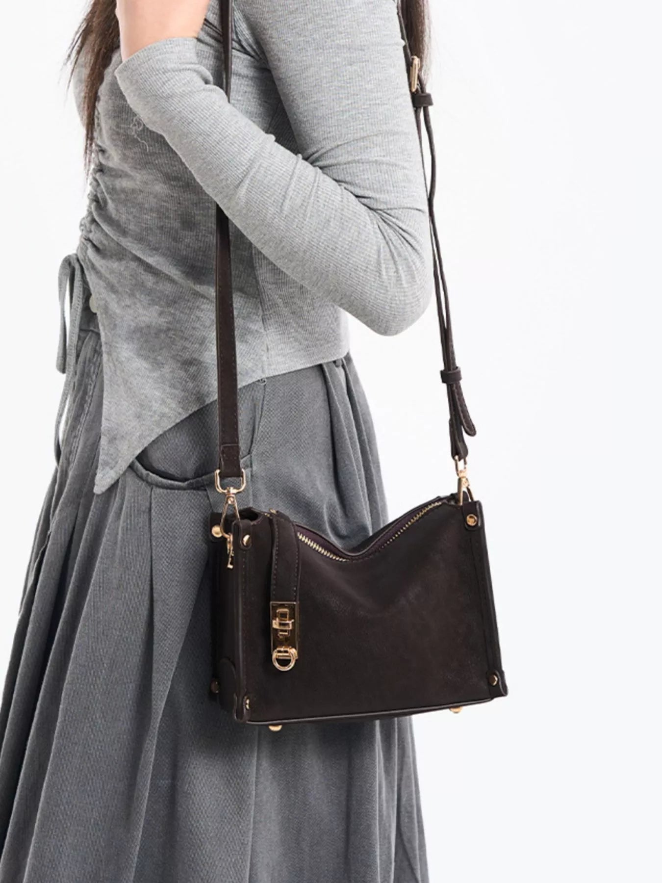 PU Leather Crossbody Bag with Adjustable Strap - Flip Flop Dynasty