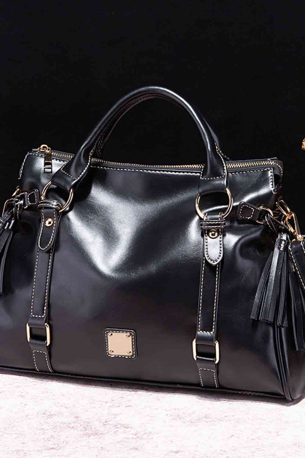 PU Leather Handbag with Tassels - Flip Flop Dynasty