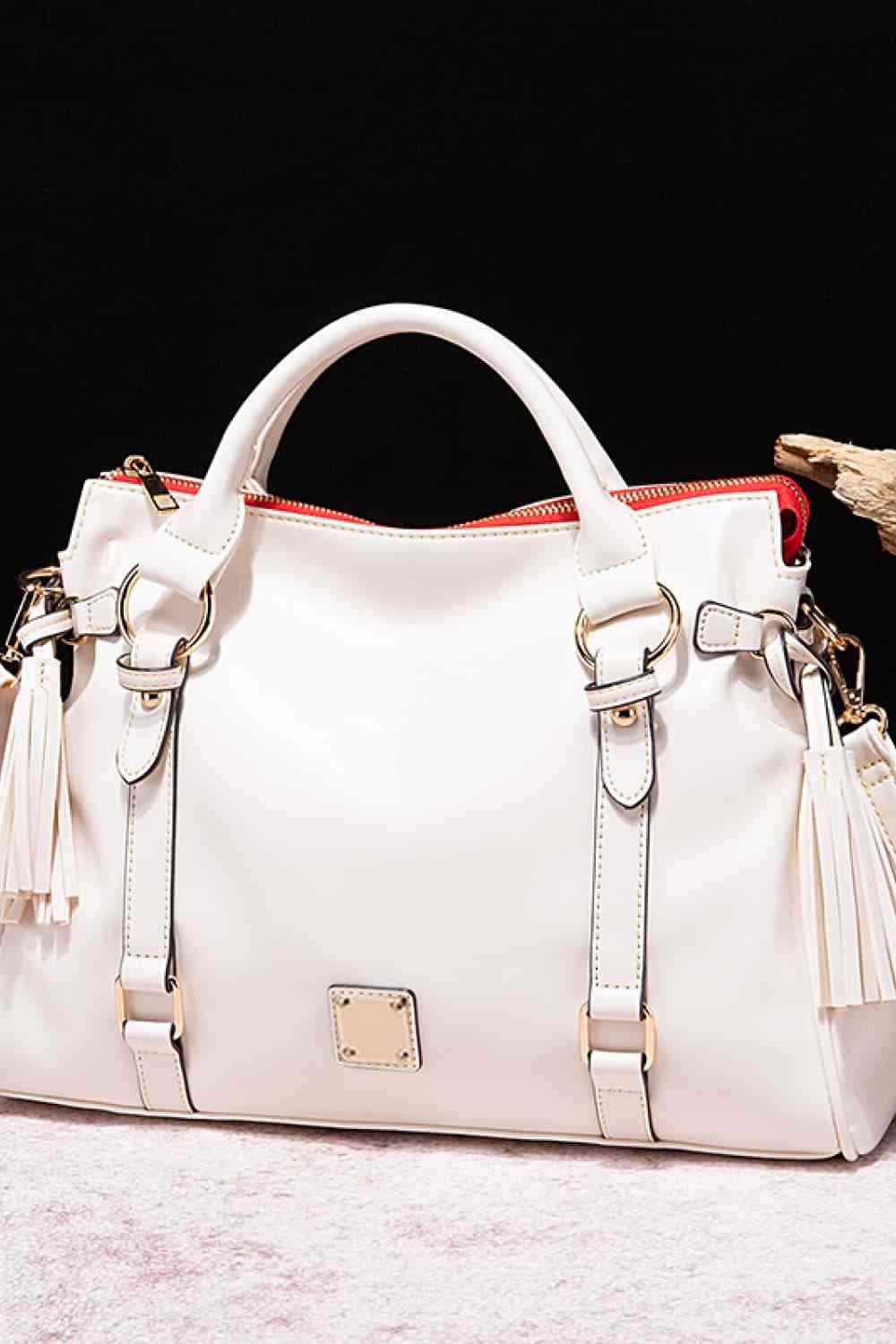 PU Leather Handbag with Tassels - Flip Flop Dynasty