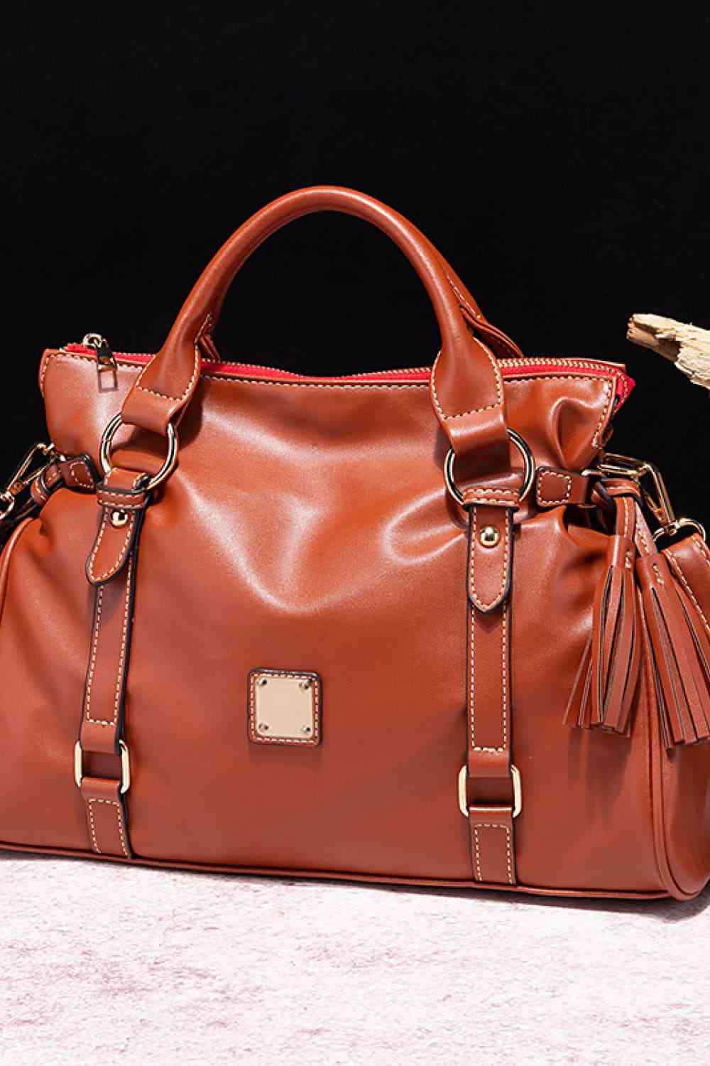PU Leather Handbag with Tassels - Flip Flop Dynasty