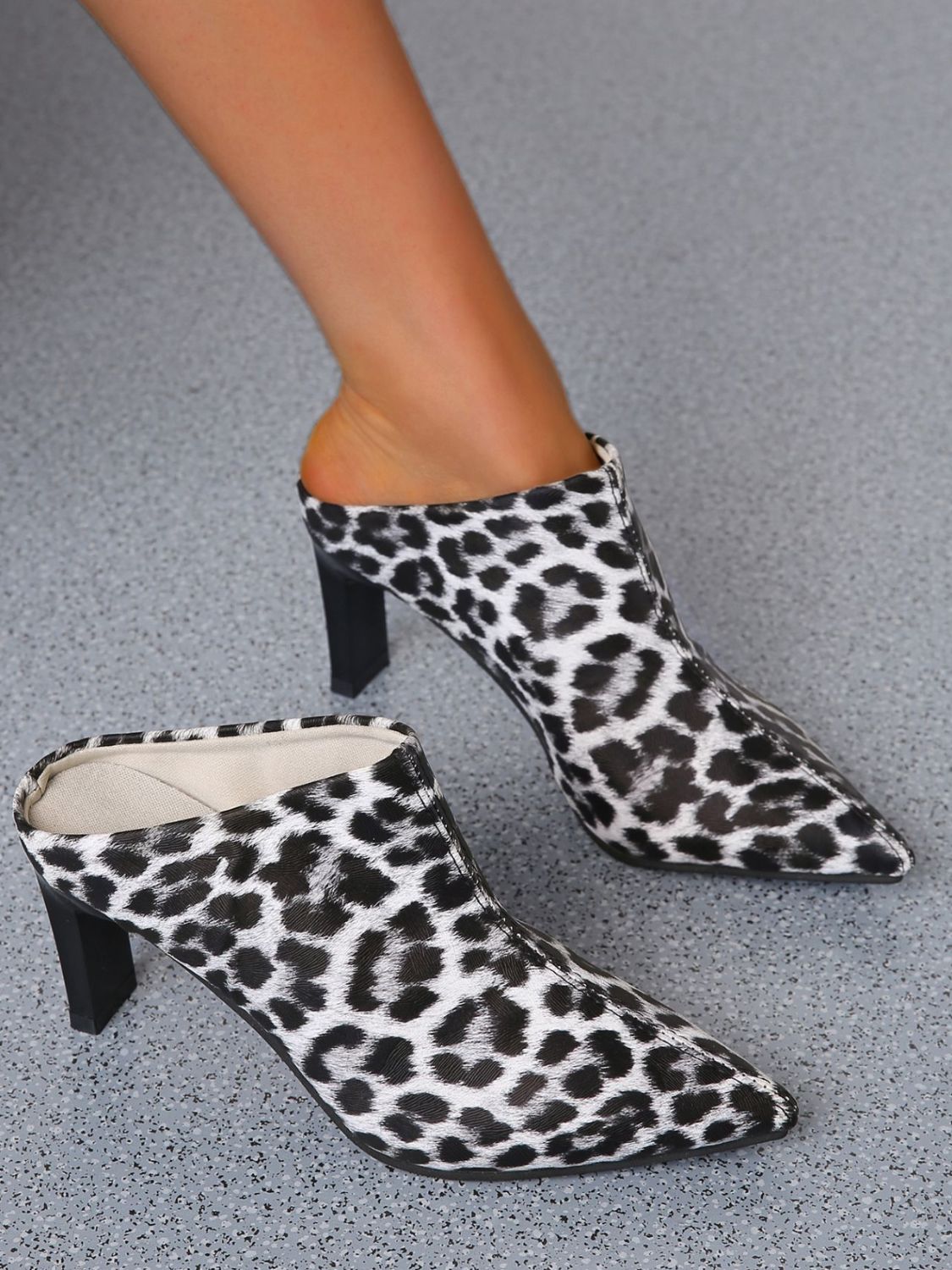 PU Leather Leopard Point Toe Pumps - Flip Flop Dynasty