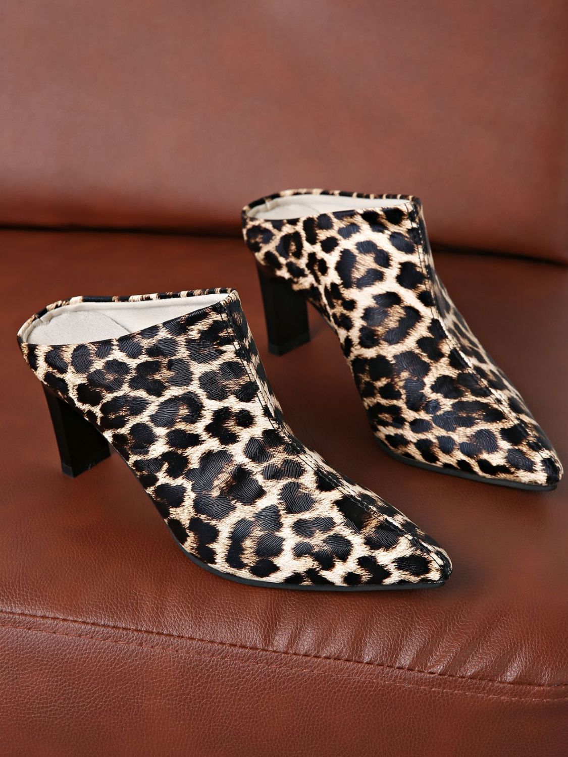 PU Leather Leopard Point Toe Pumps - Flip Flop Dynasty
