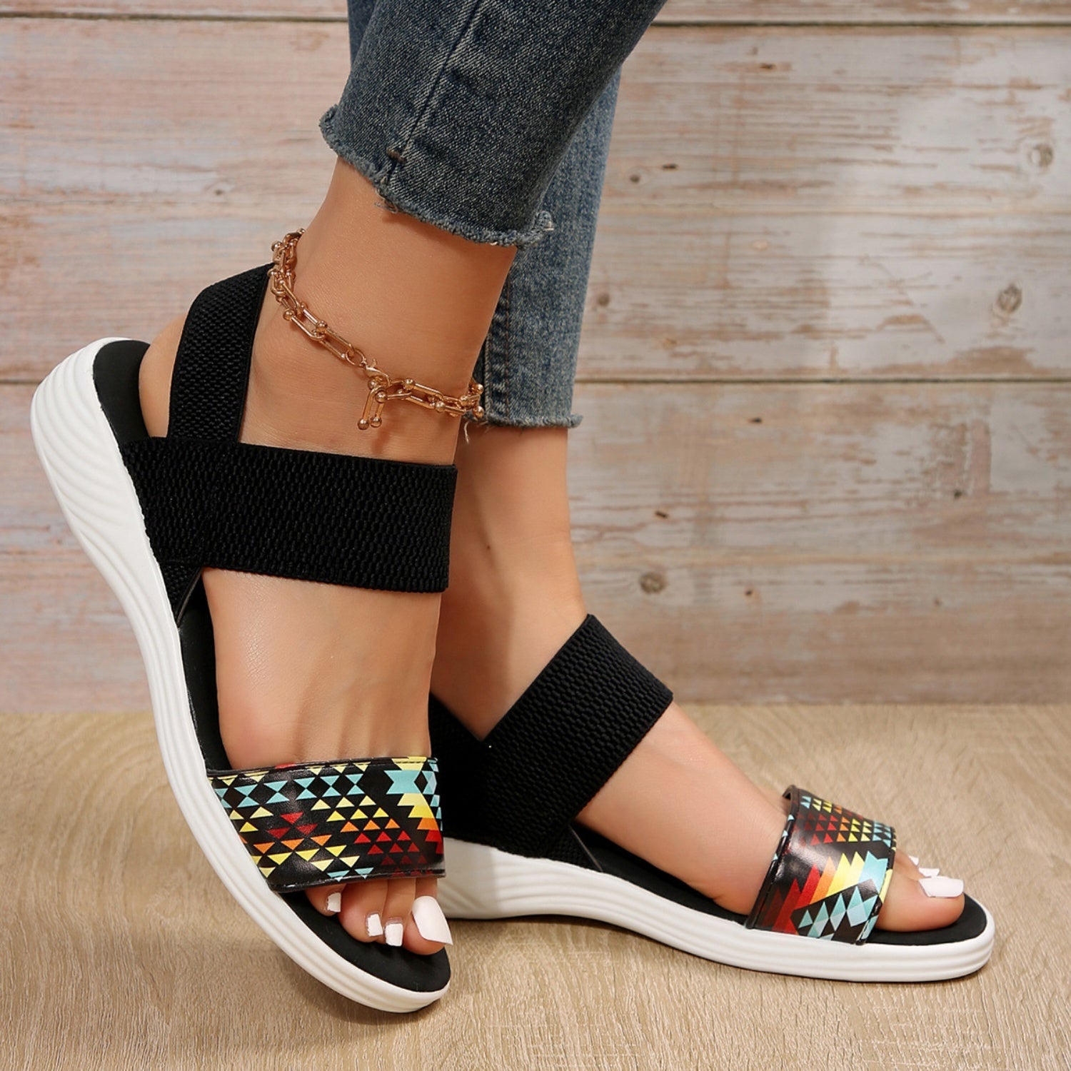 PU Leather Open Toe Low Heel Sandals - Flip Flop Dynasty