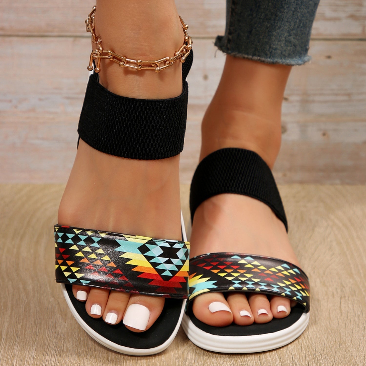 PU Leather Open Toe Low Heel Sandals - Flip Flop Dynasty