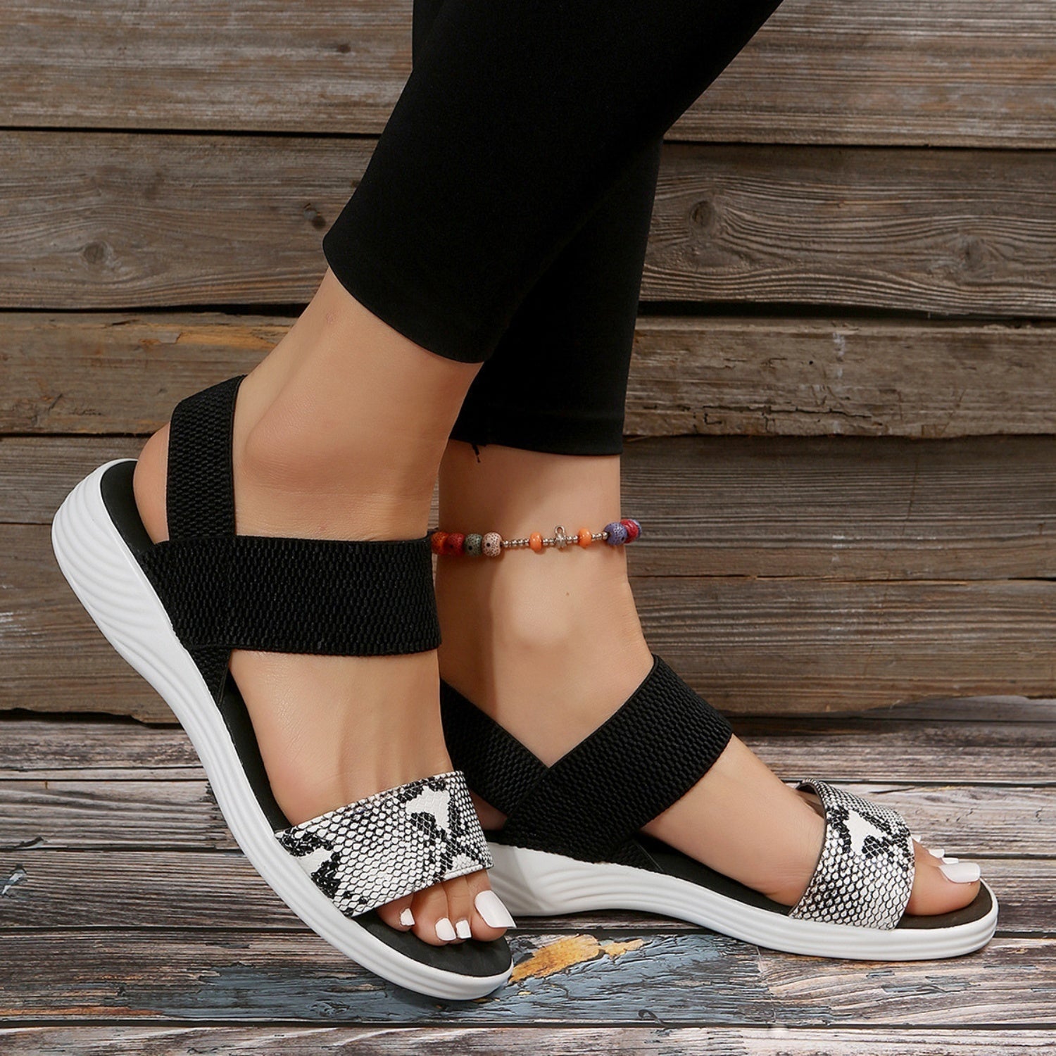 PU Leather Open Toe Low Heel Sandals - Flip Flop Dynasty