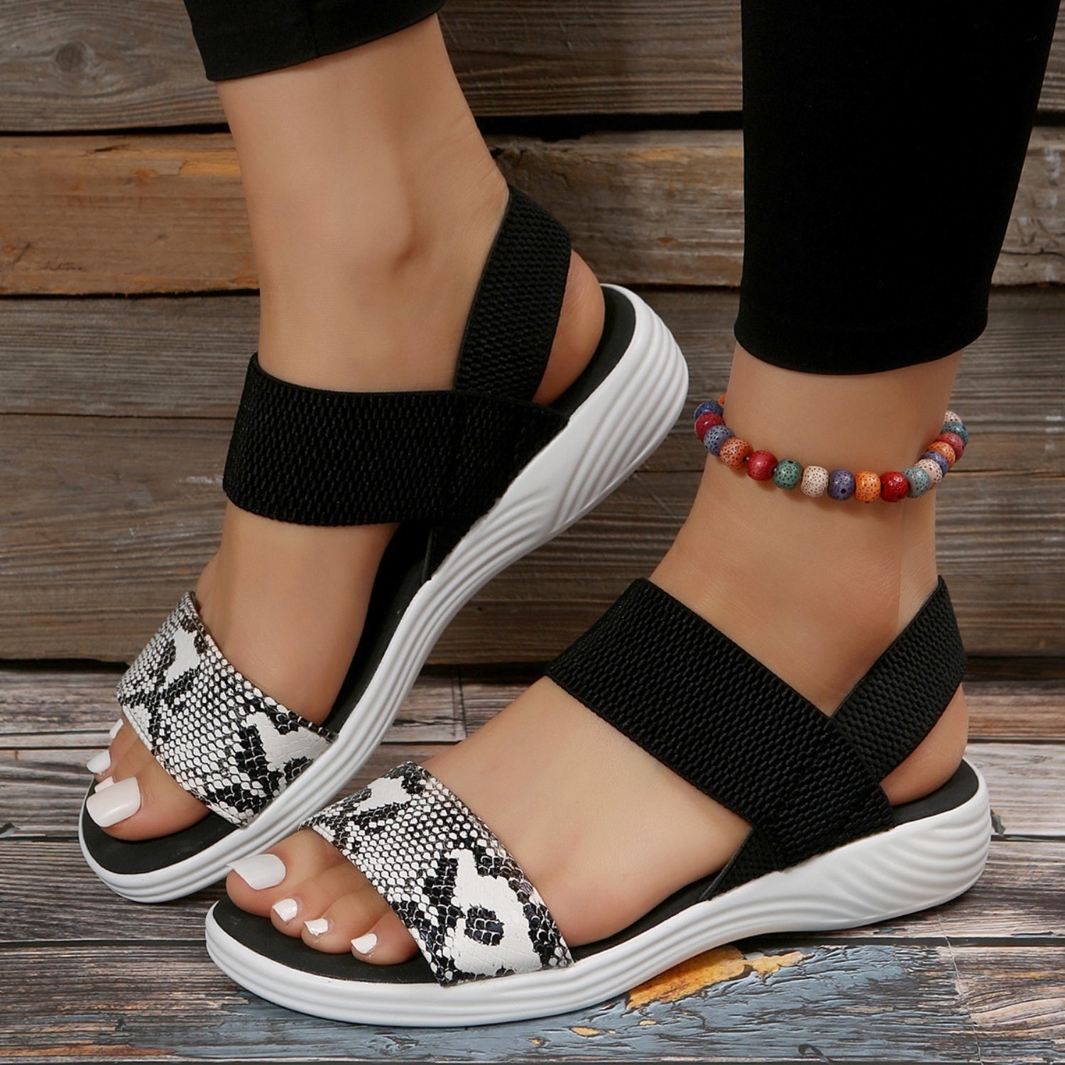 PU Leather Open Toe Low Heel Sandals - Flip Flop Dynasty