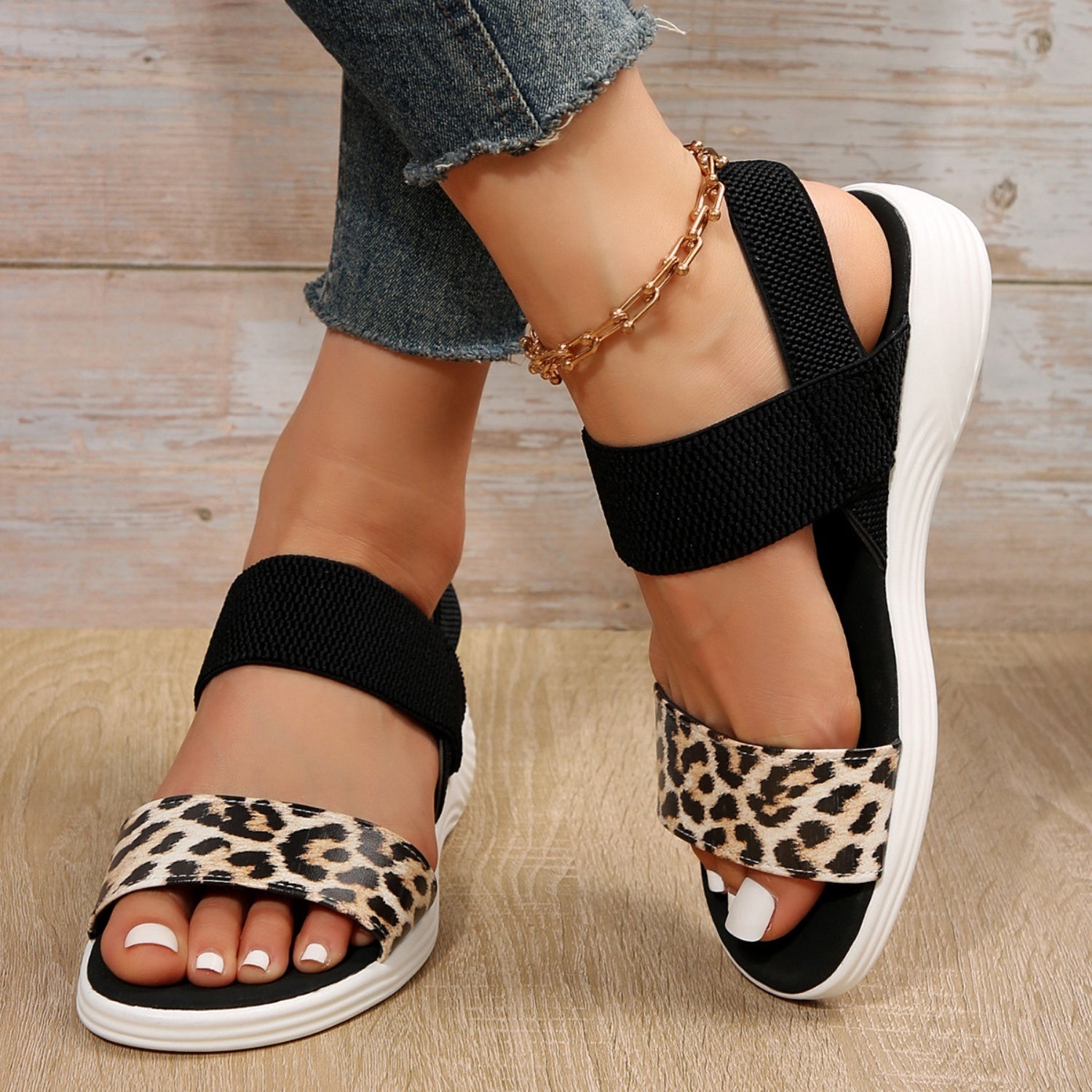 PU Leather Open Toe Low Heel Sandals - Flip Flop Dynasty