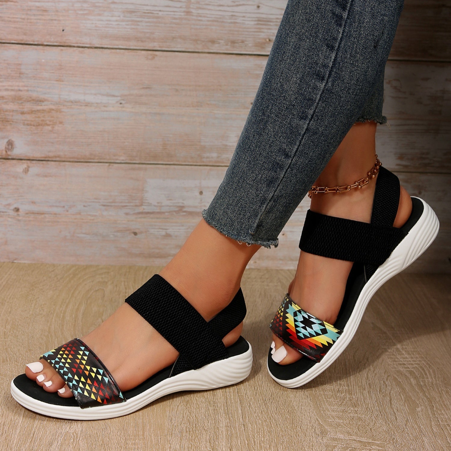 PU Leather Open Toe Low Heel Sandals - Flip Flop Dynasty