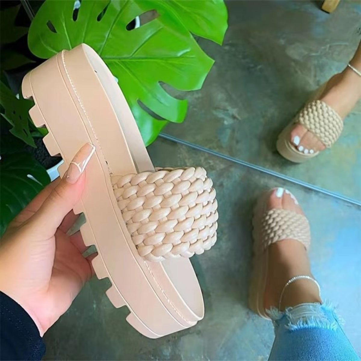 PU Leather Open Toe Platform Sandals - Flip Flop Dynasty