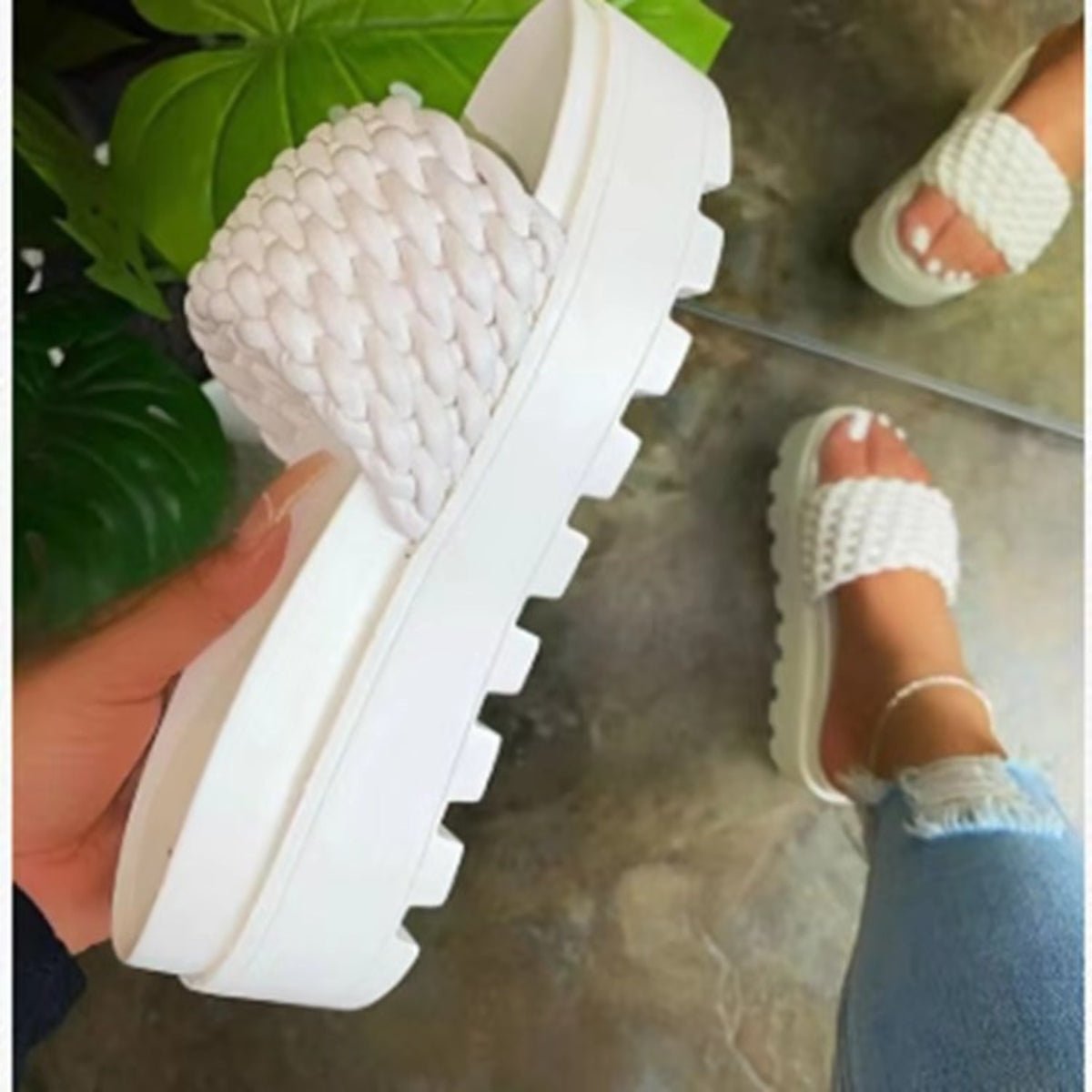 PU Leather Open Toe Platform Sandals - Flip Flop Dynasty
