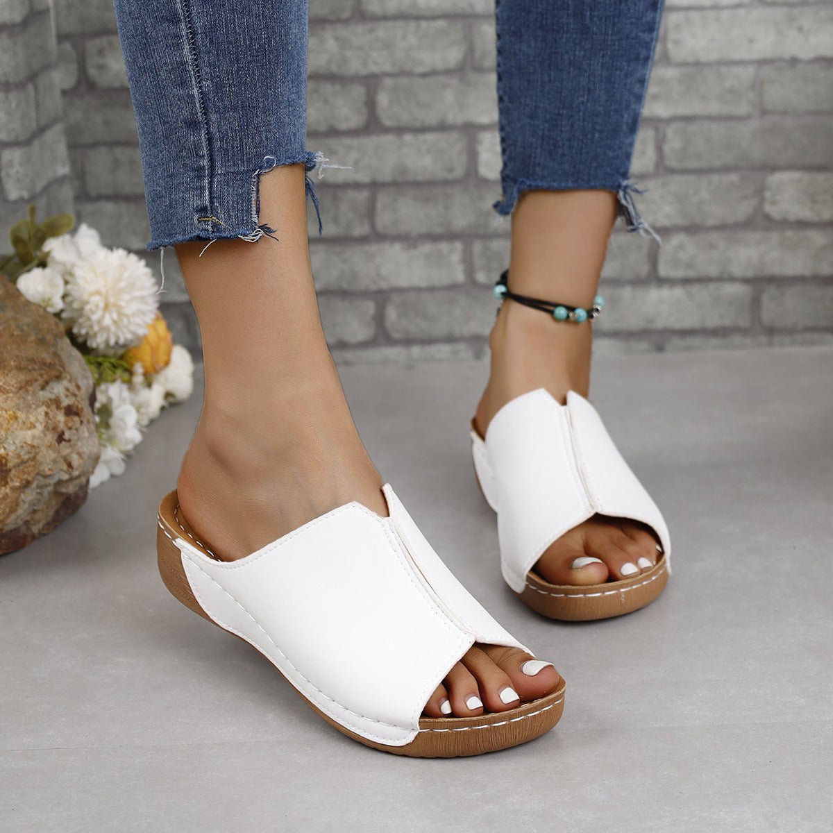 PU Leather Open Toe Sandals - Flip Flop Dynasty