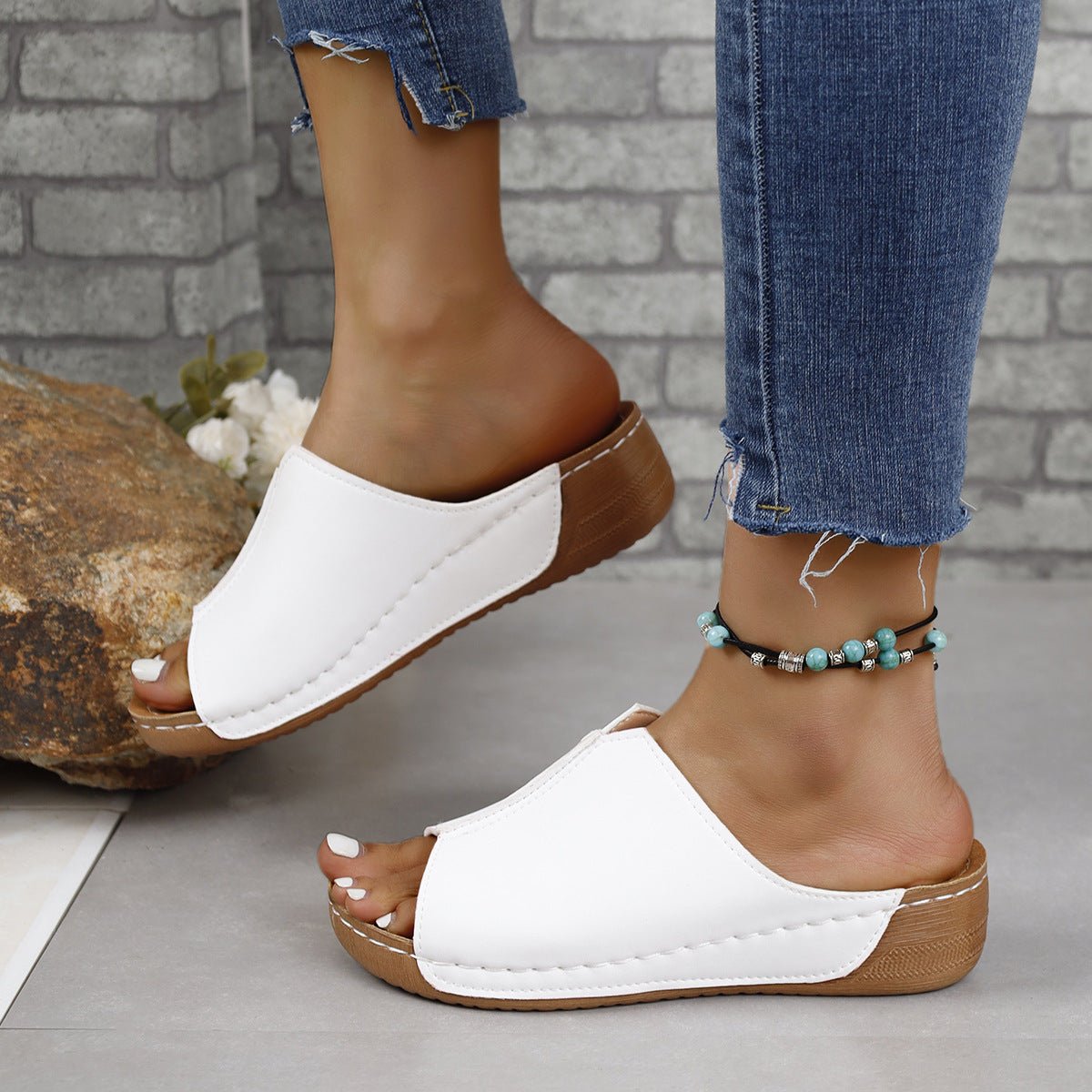 PU Leather Open Toe Sandals - Flip Flop Dynasty