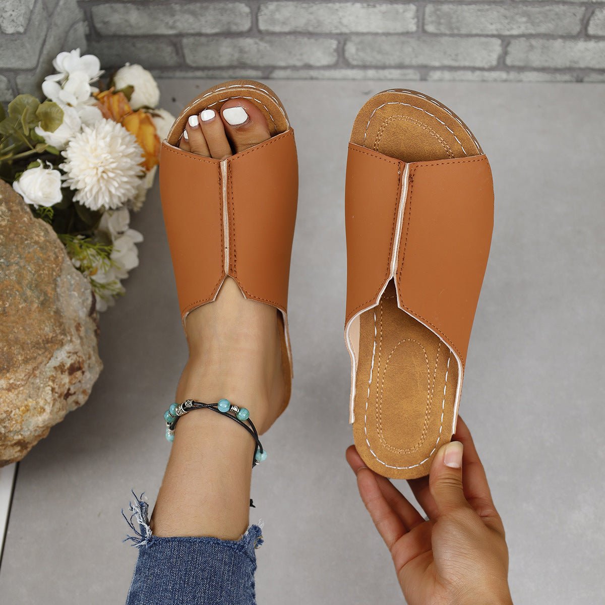 PU Leather Open Toe Sandals - Flip Flop Dynasty