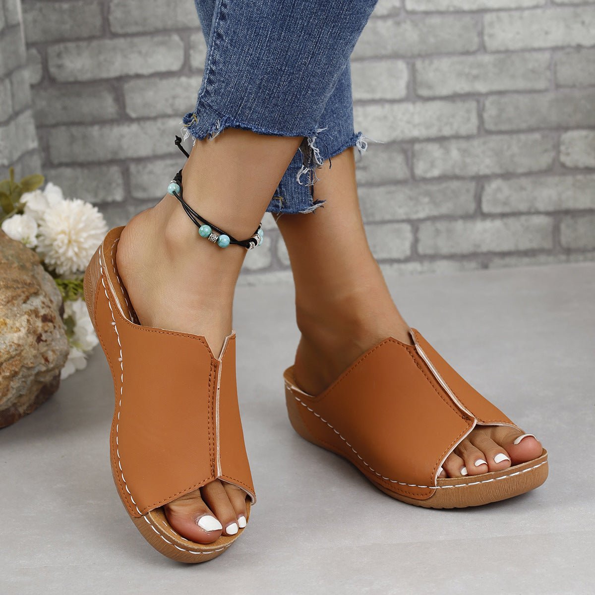 PU Leather Open Toe Sandals - Flip Flop Dynasty