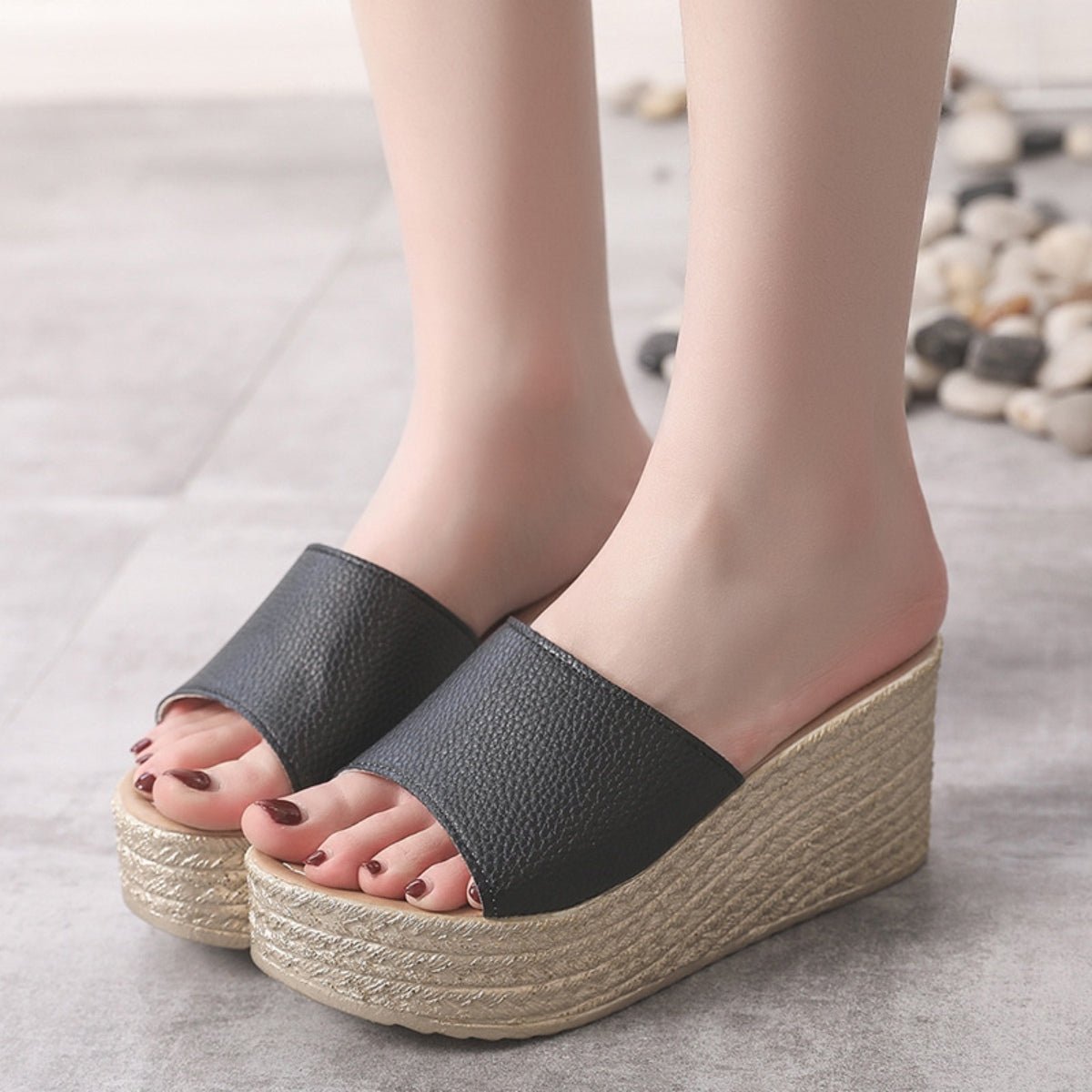 PU Leather Open Toe Sandals - Flip Flop Dynasty