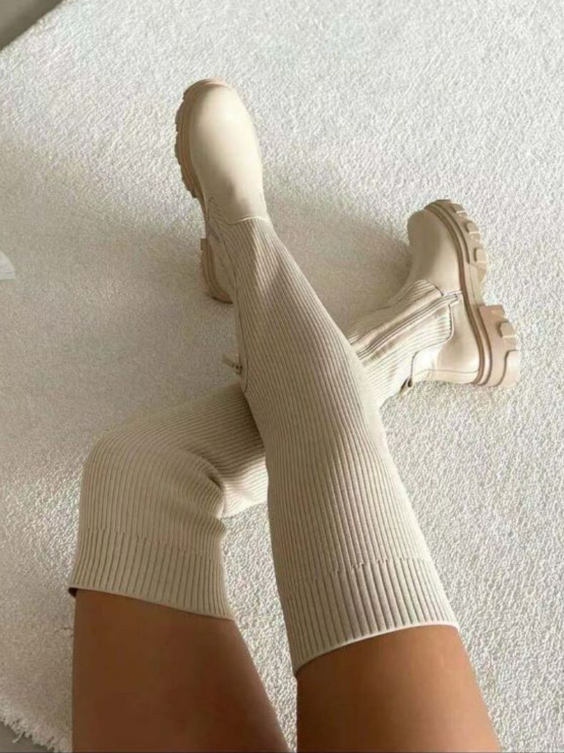 PU Leather Round Toe Platform Boots - Flip Flop Dynasty