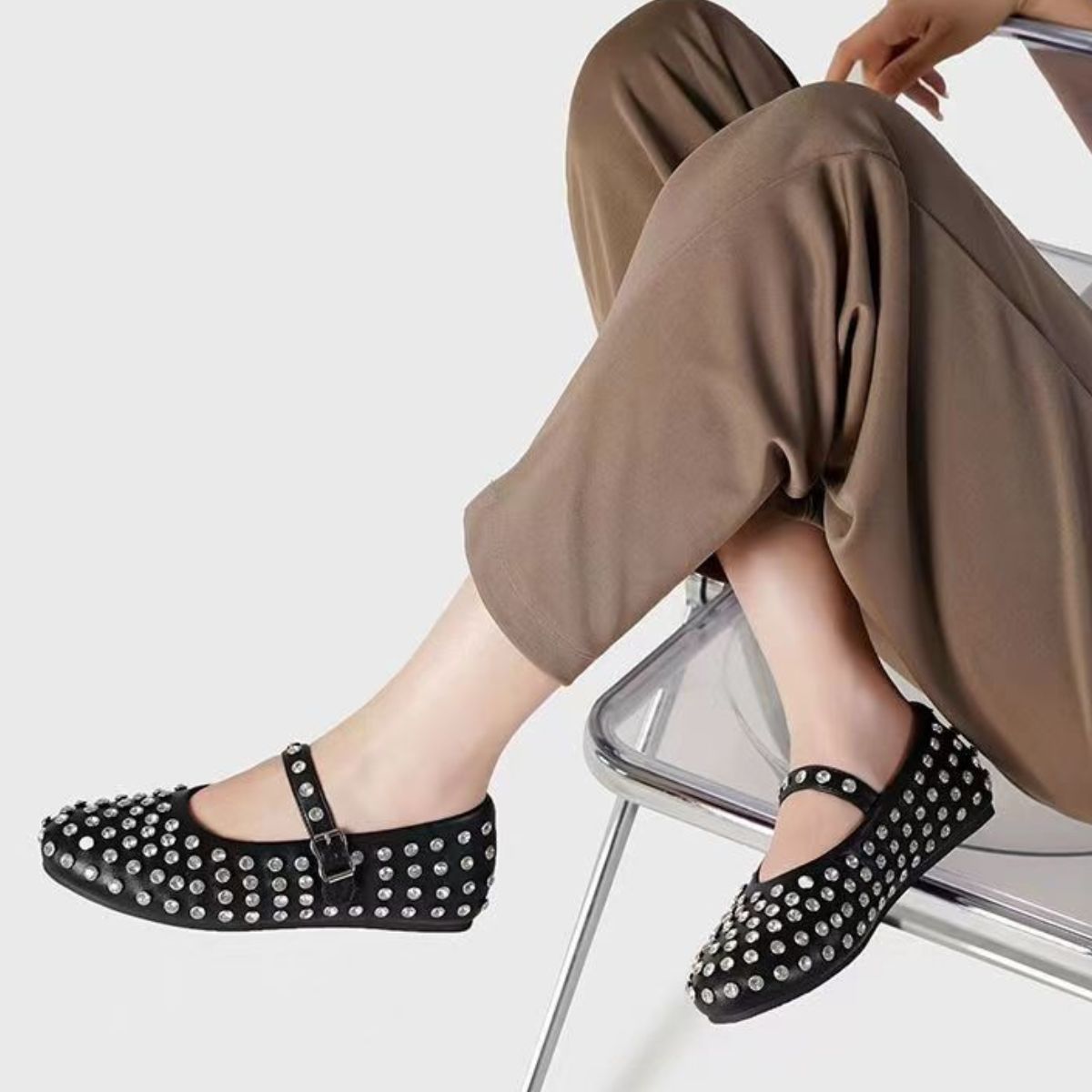 PU Leather Studded Flat Loafers - Flip Flop Dynasty