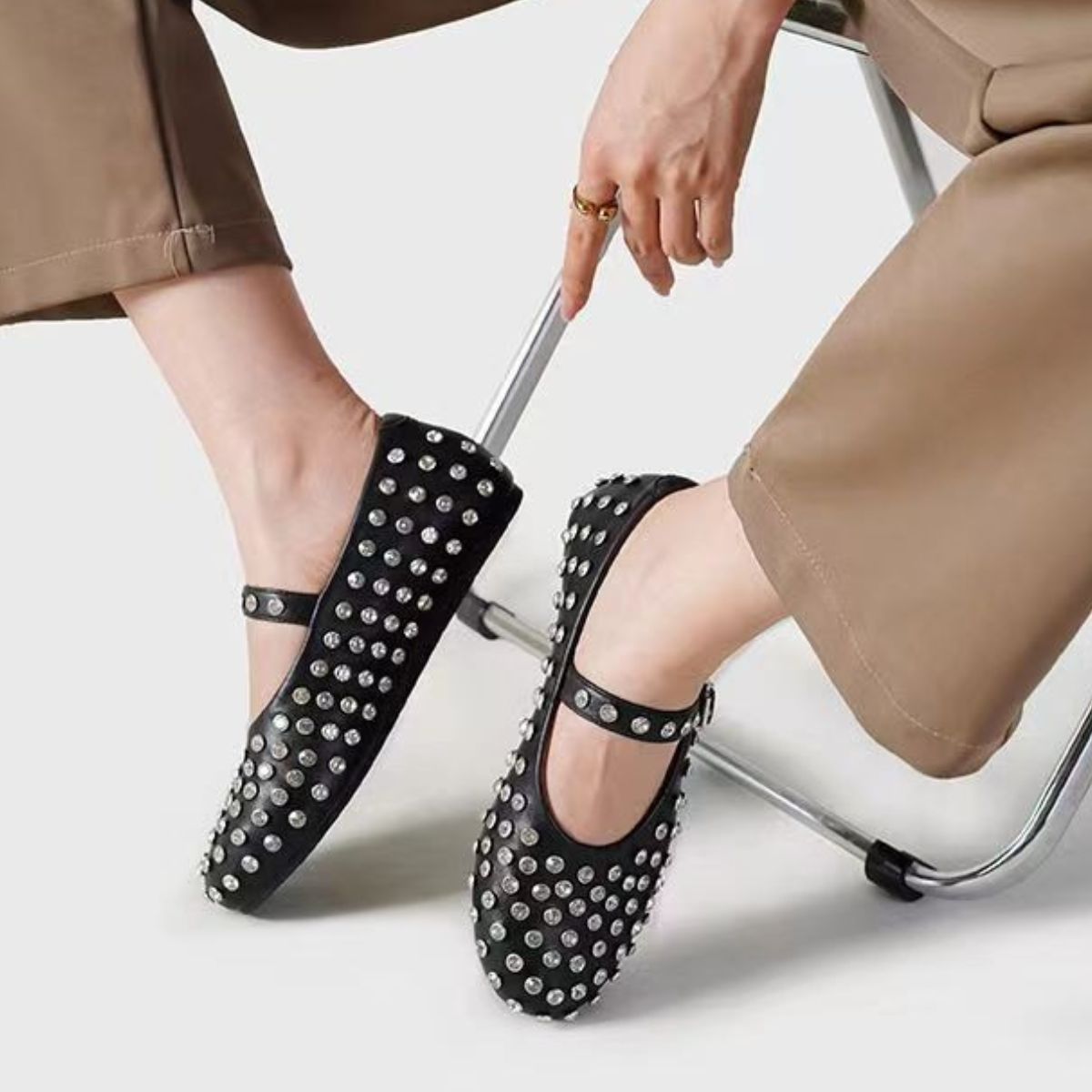 PU Leather Studded Flat Loafers - Flip Flop Dynasty