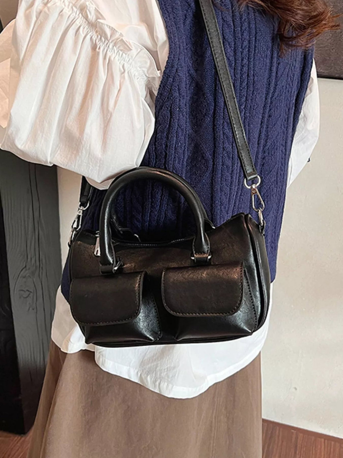 PU Leather Vintage Boston Handbag - Flip Flop Dynasty