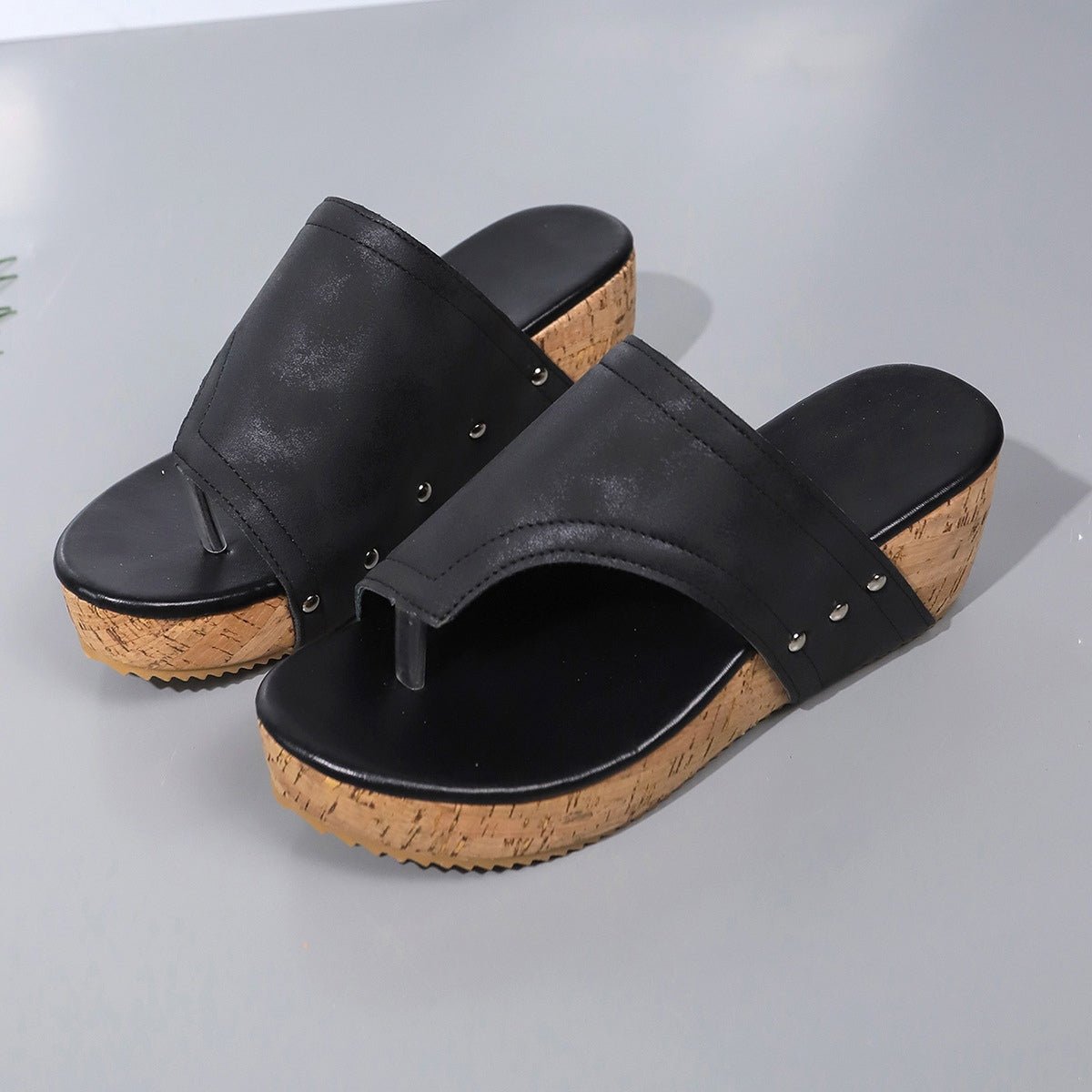 PU Leather Wedge Sandals - Flip Flop Dynasty