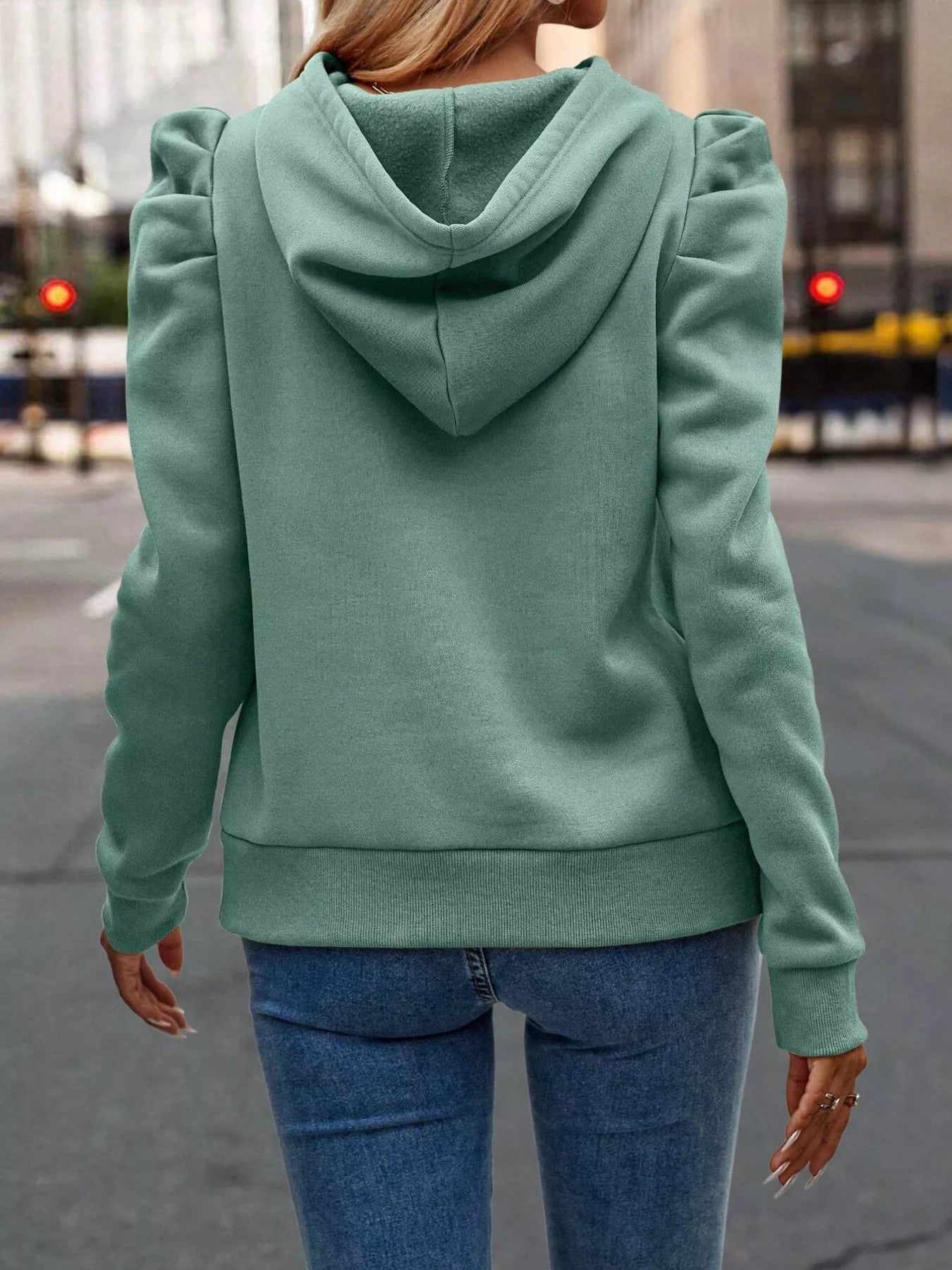 Puff Sleeve Hoodie with Drawstring - Flip Flop Dynasty