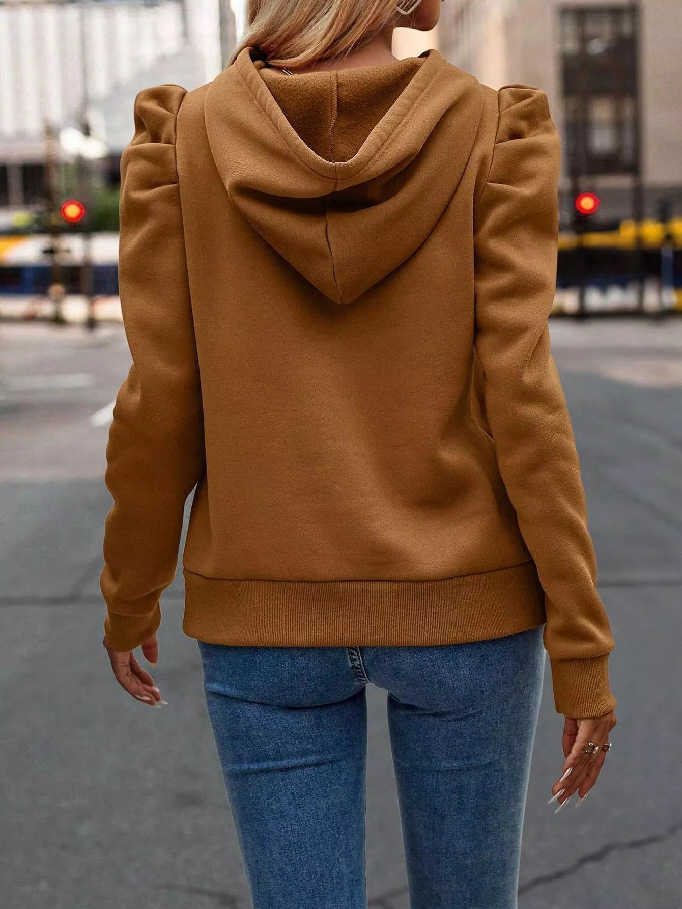 Puff Sleeve Hoodie with Drawstring - Flip Flop Dynasty