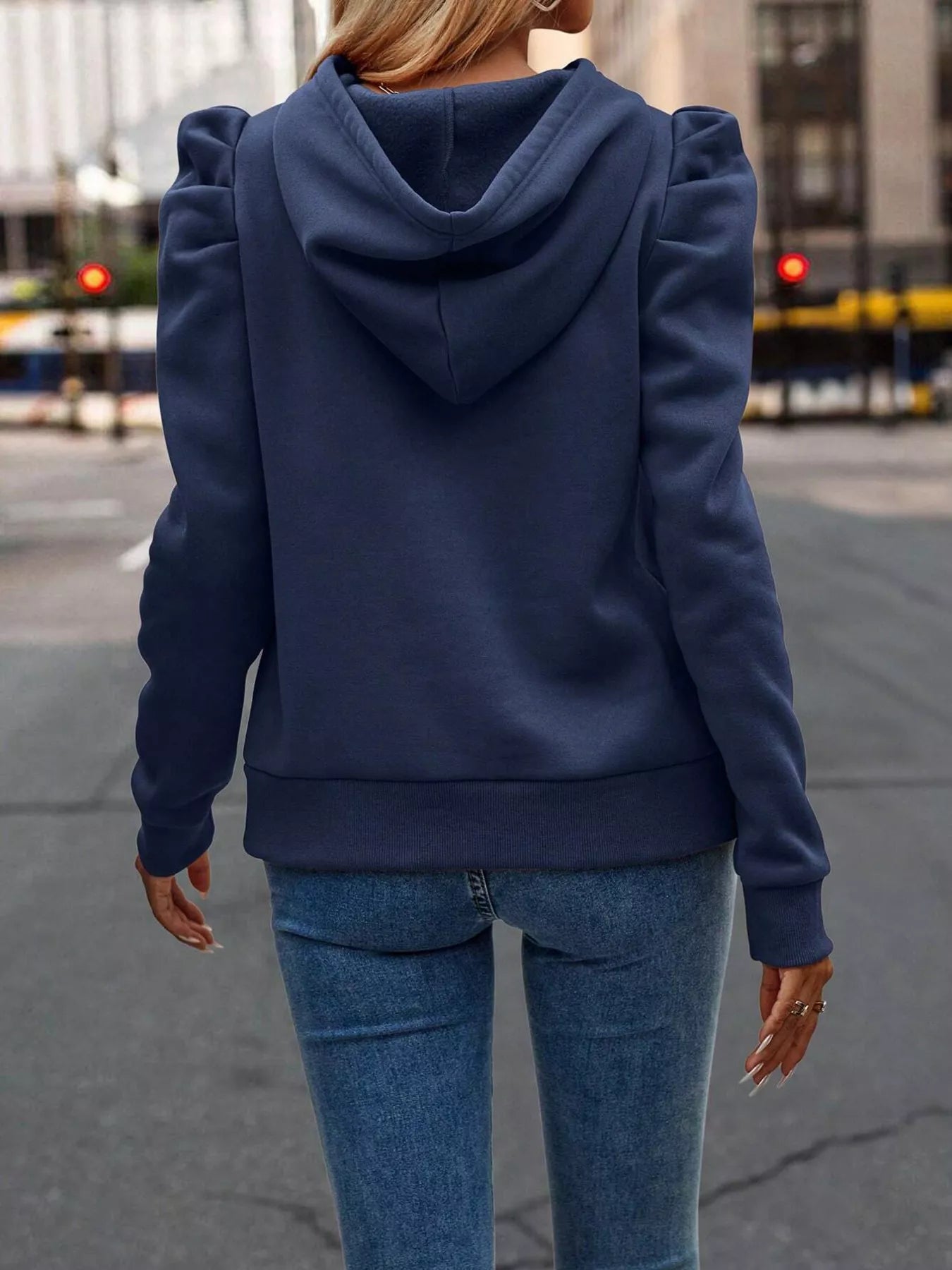 Puff Sleeve Hoodie with Drawstring - Flip Flop Dynasty