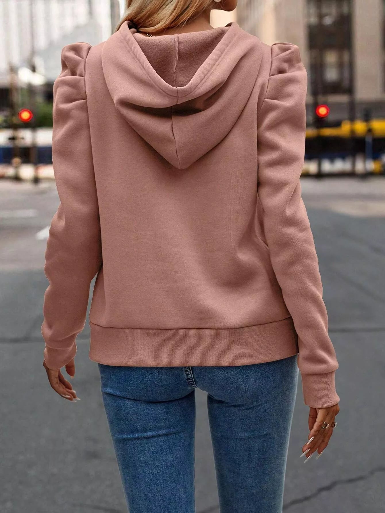 Puff Sleeve Hoodie with Drawstring - Flip Flop Dynasty