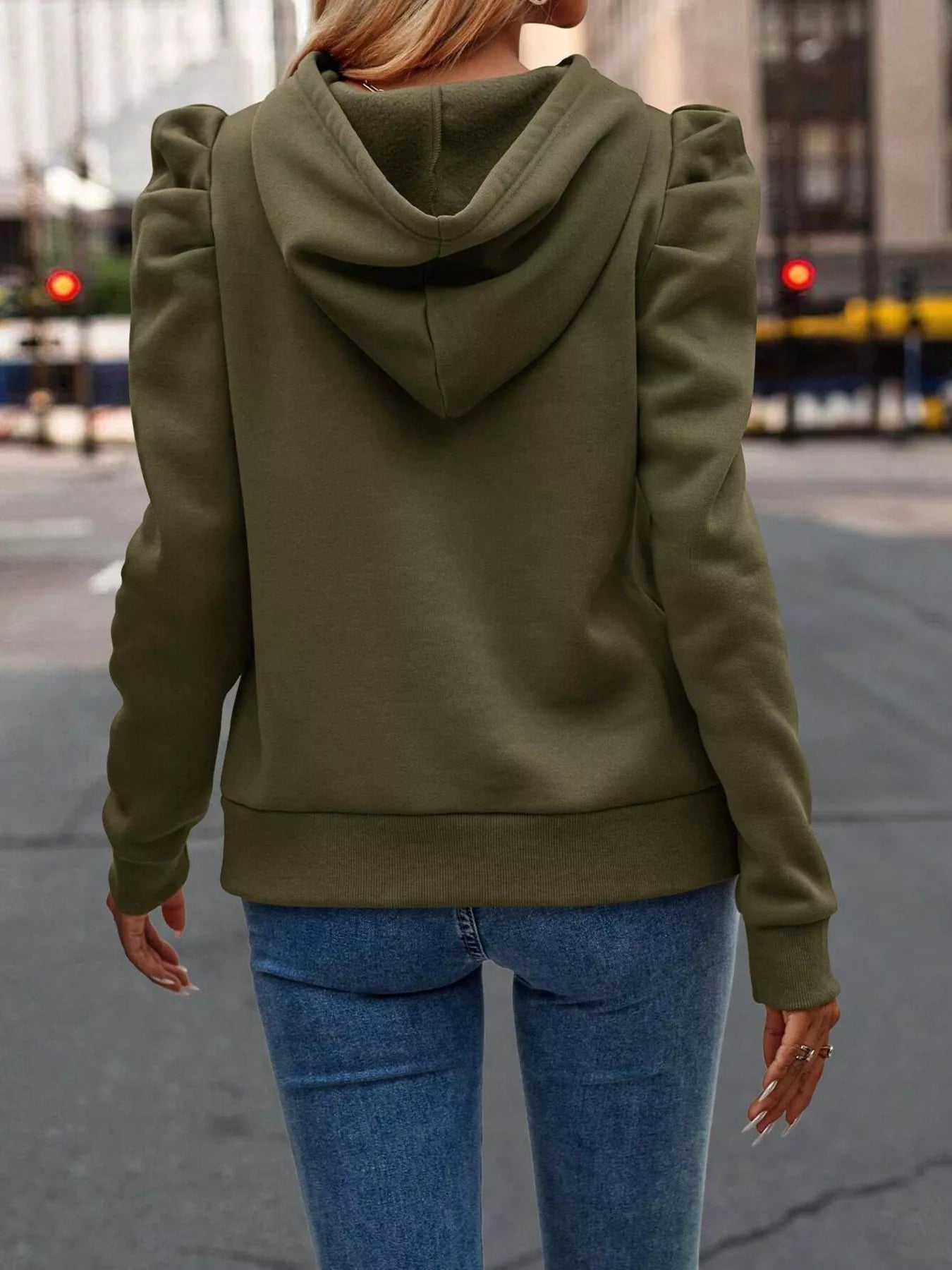 Puff Sleeve Hoodie with Drawstring - Flip Flop Dynasty