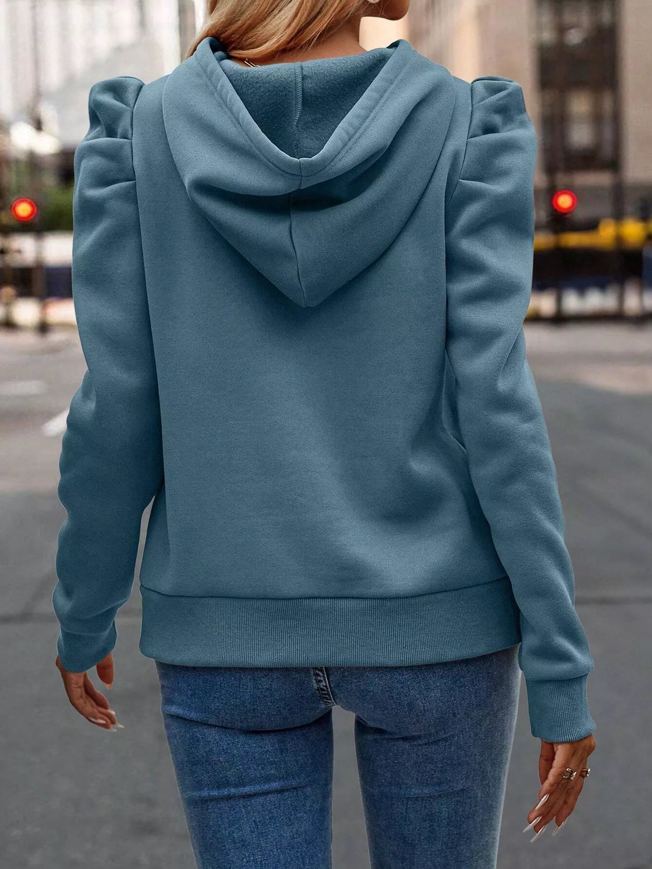 Puff Sleeve Hoodie with Drawstring - Flip Flop Dynasty