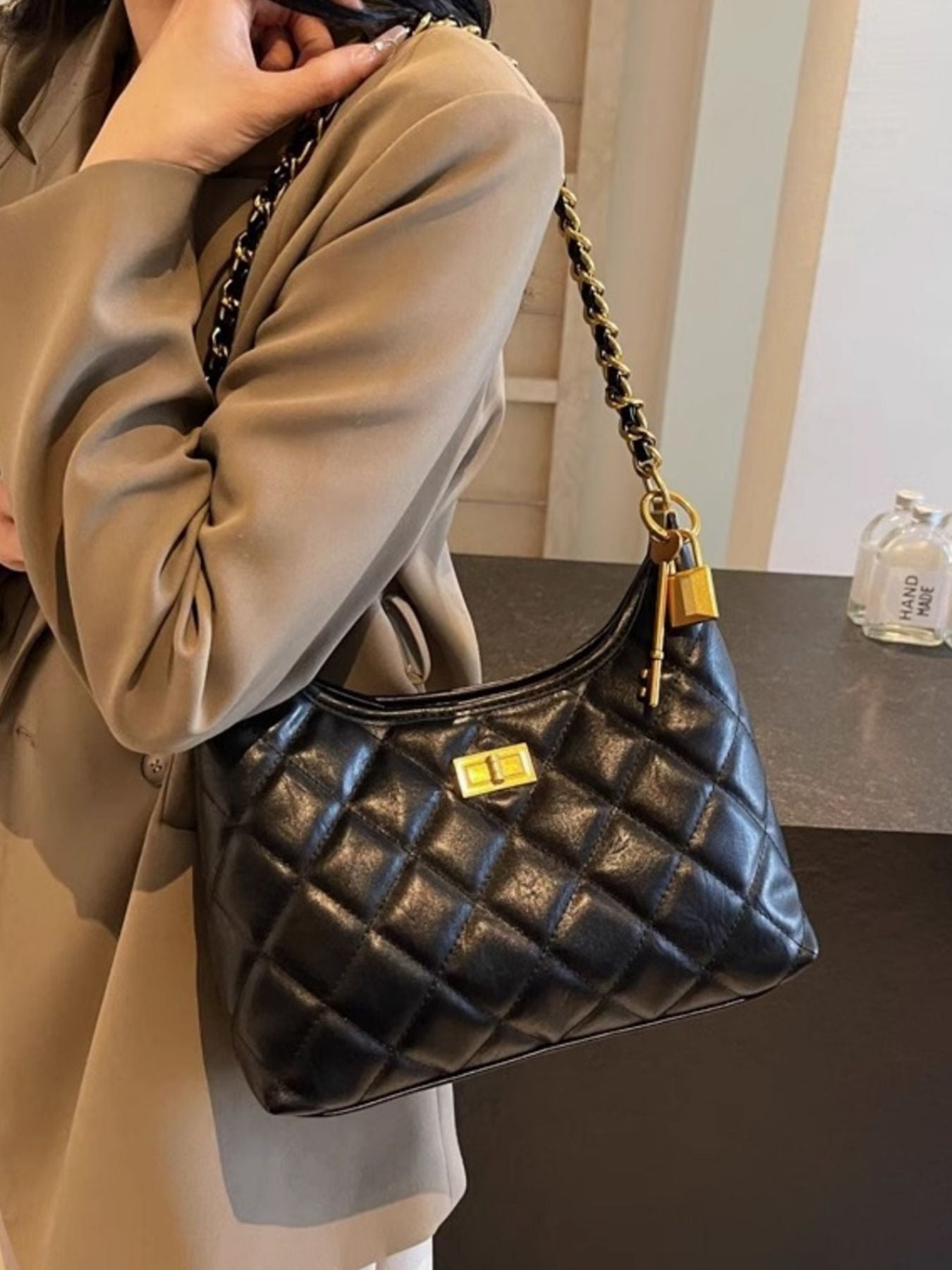 Quilted Chain Strap Shoulder Bag - Flip Flop Dynasty