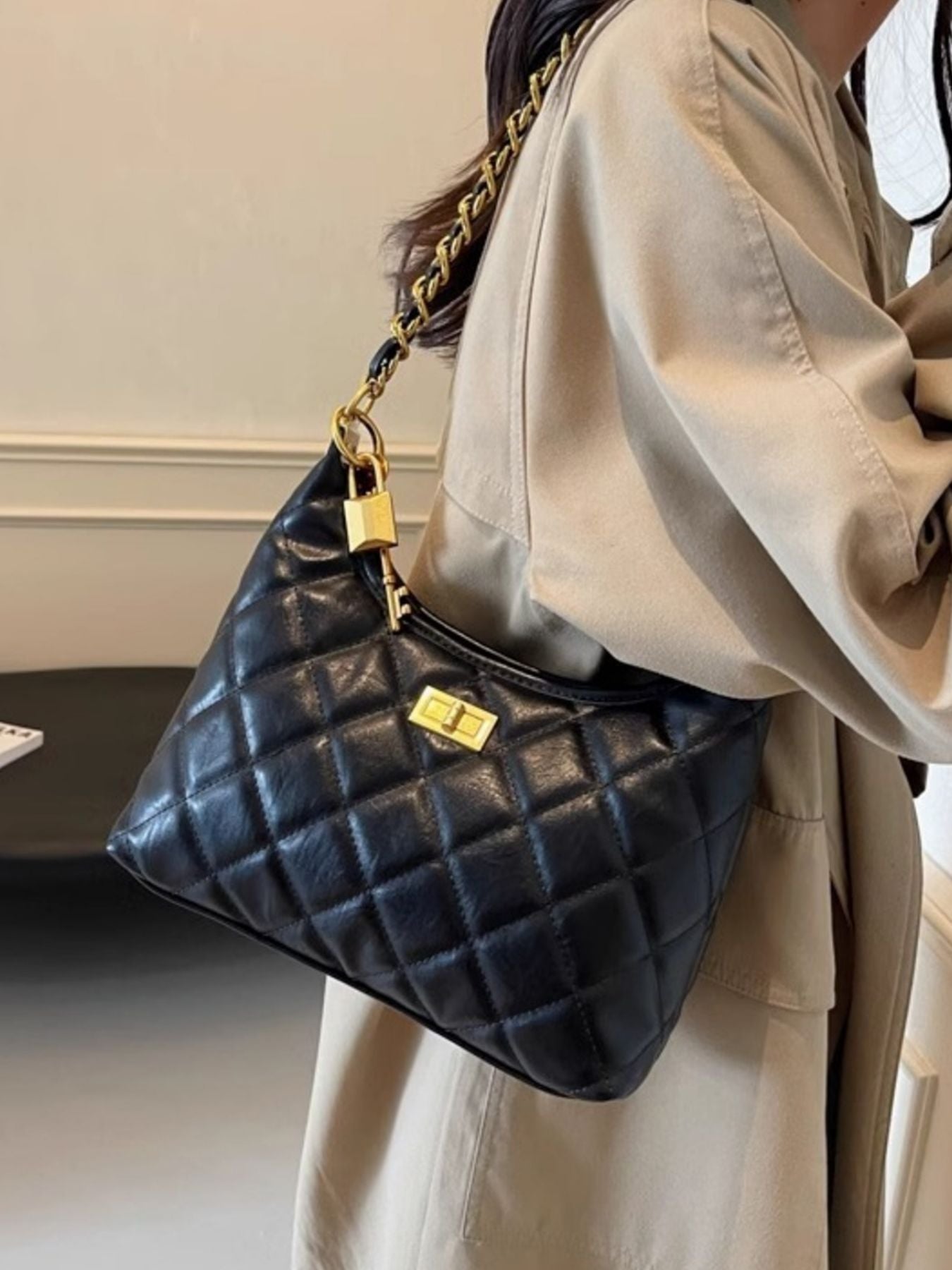 Quilted Chain Strap Shoulder Bag - Flip Flop Dynasty