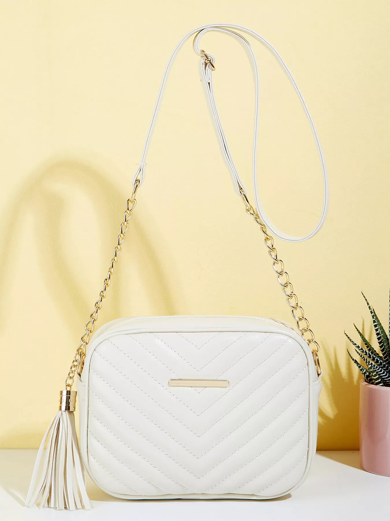Quilted PU Leather Crossbody Bag with Tassel - Flip Flop Dynasty